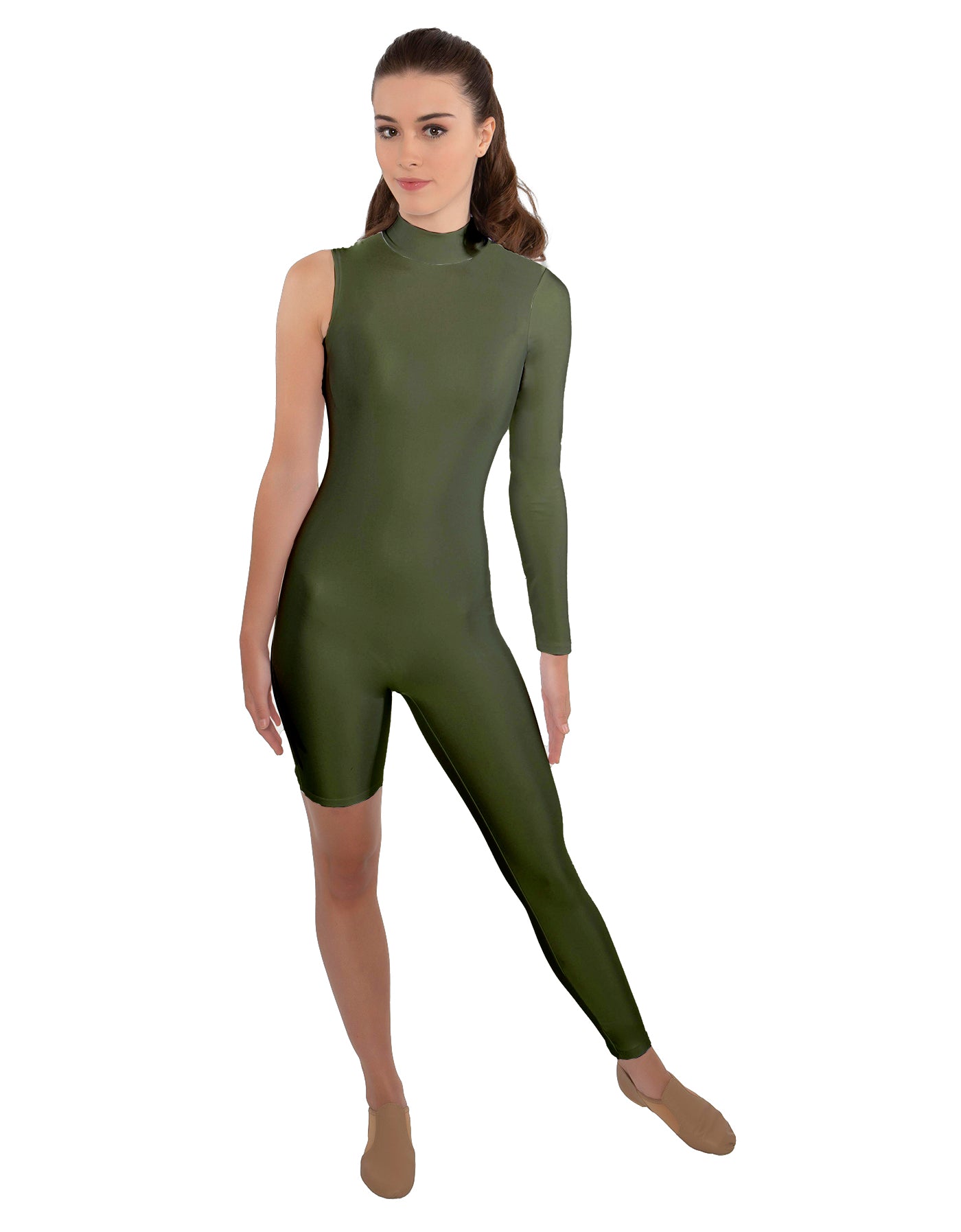 Solid Lycra Half and Half Unitard - Bike Short - Tapered Leg