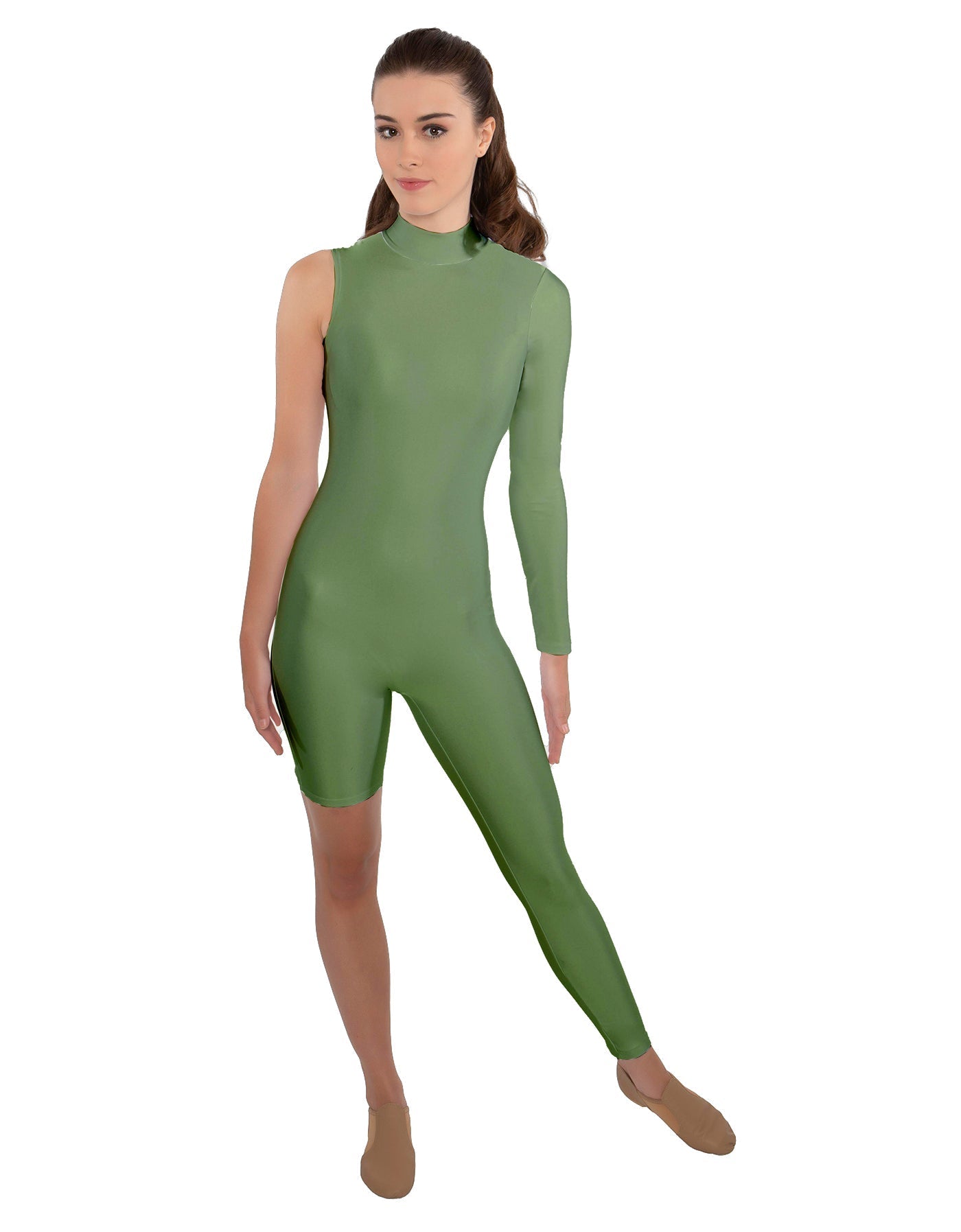 Solid Lycra Half and Half Unitard - Bike Short - Tapered Leg