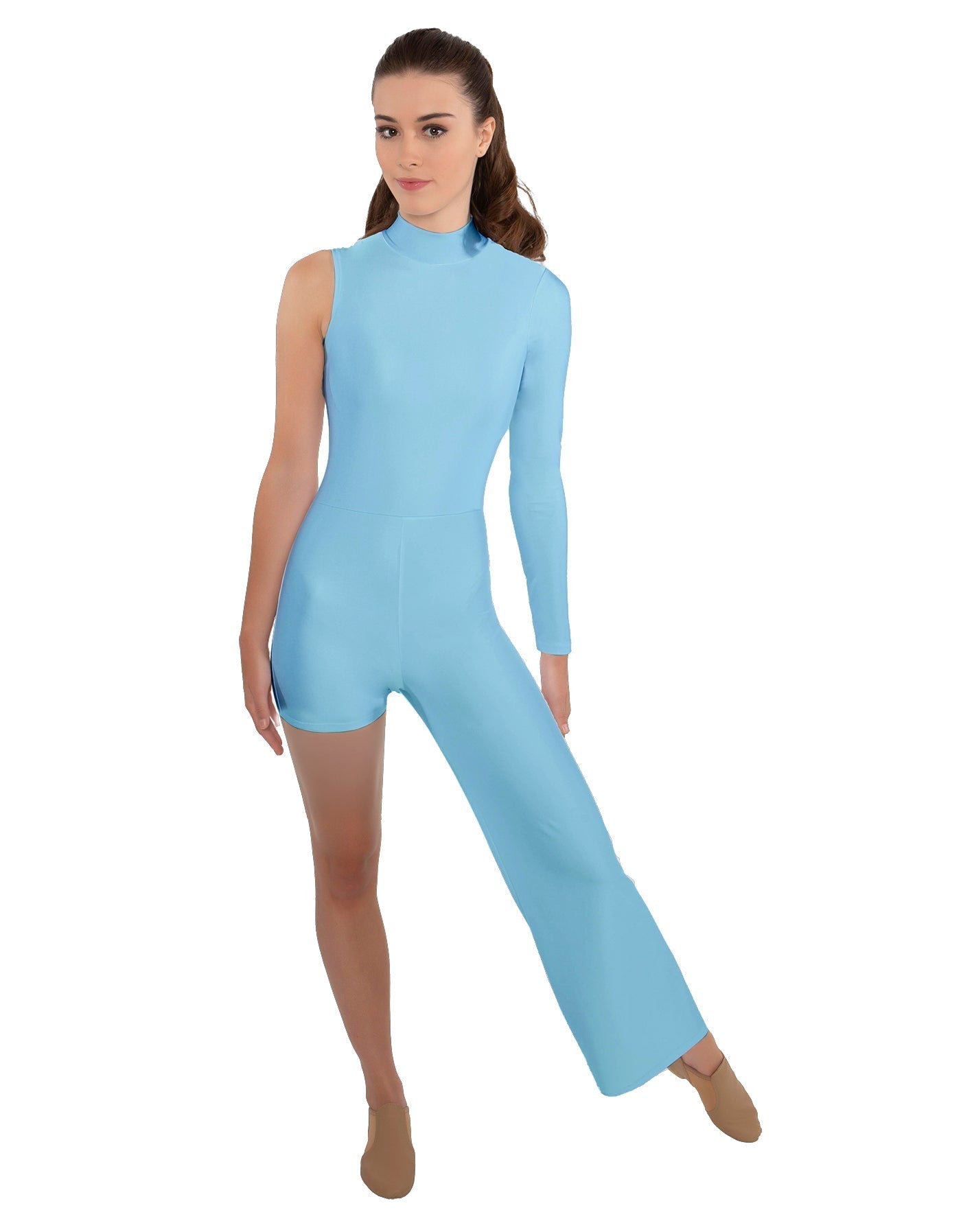 Solid Lycra Half and Half Tap Pant Unitard