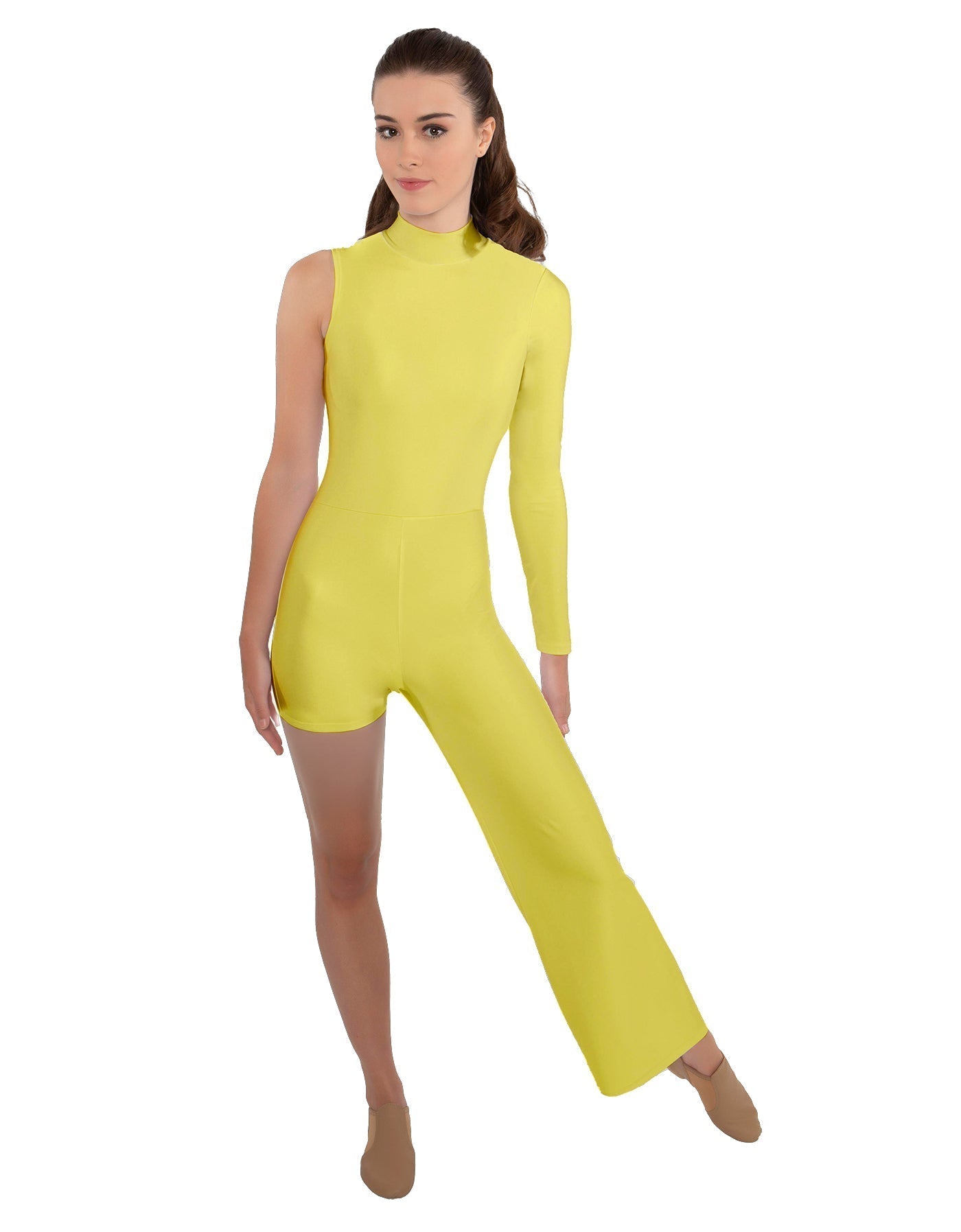 Solid Lycra Half and Half Tap Pant Unitard