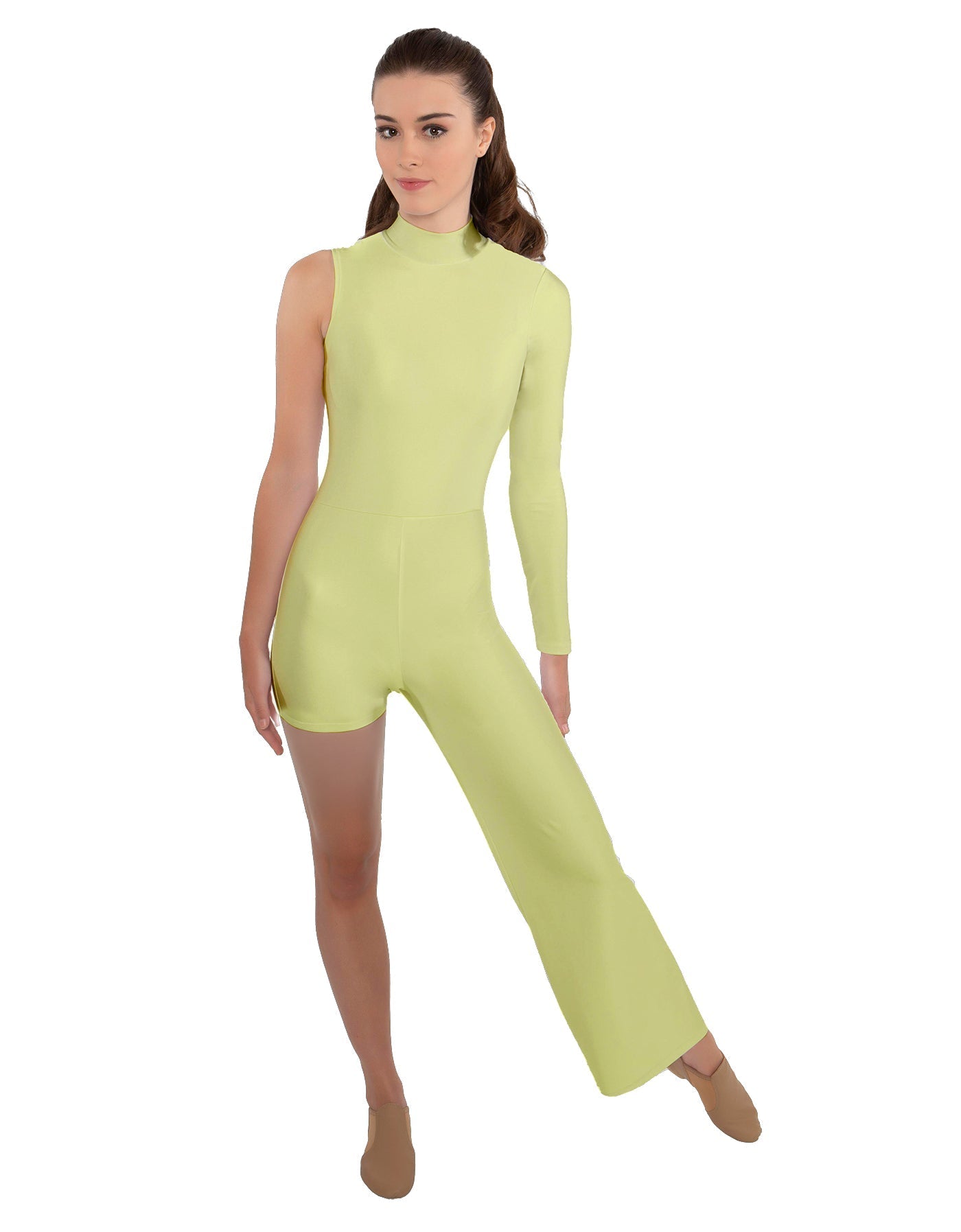 Solid Lycra Half and Half Tap Pant Unitard
