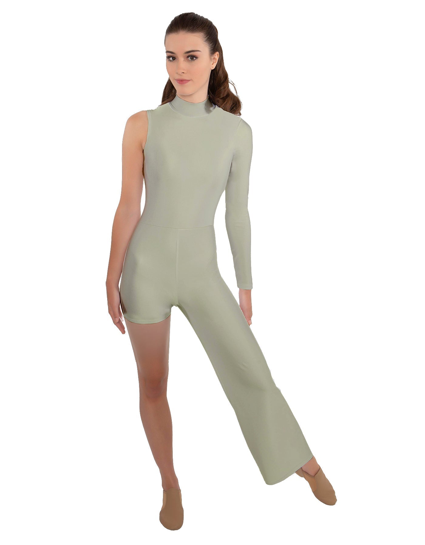 Solid Lycra Half and Half Tap Pant Unitard