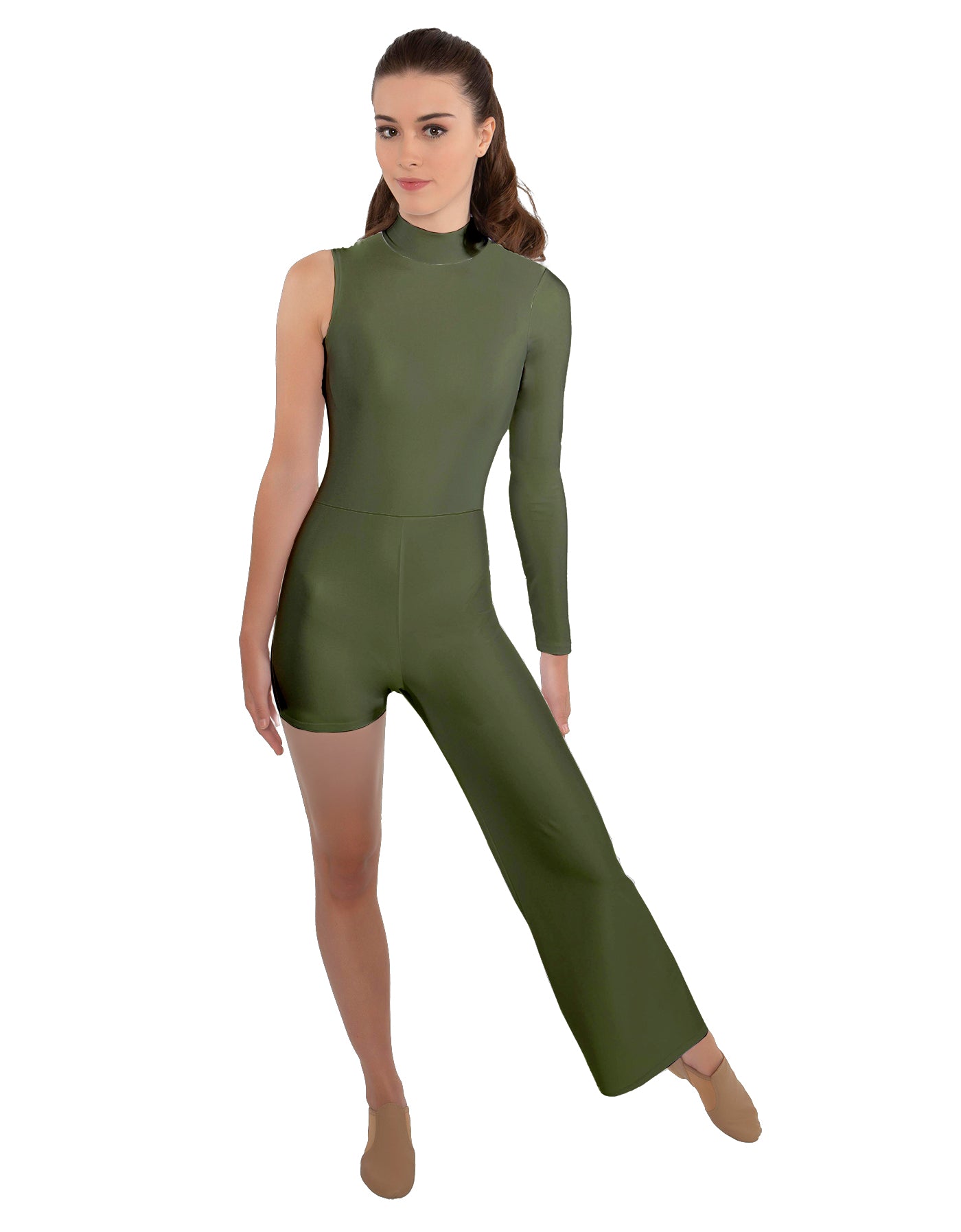 Solid Lycra Half and Half Tap Pant Unitard