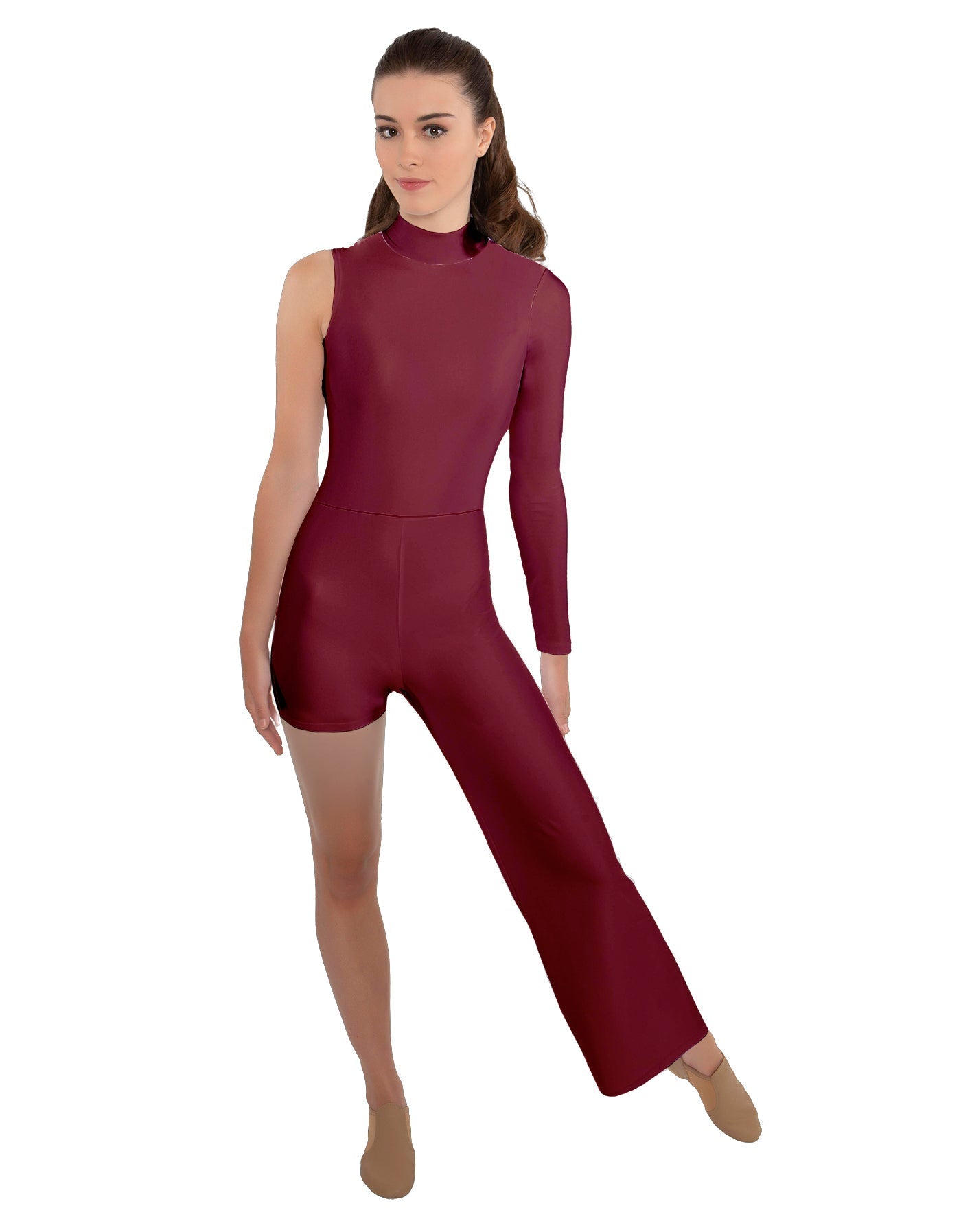 Solid Lycra Half and Half Tap Pant Unitard