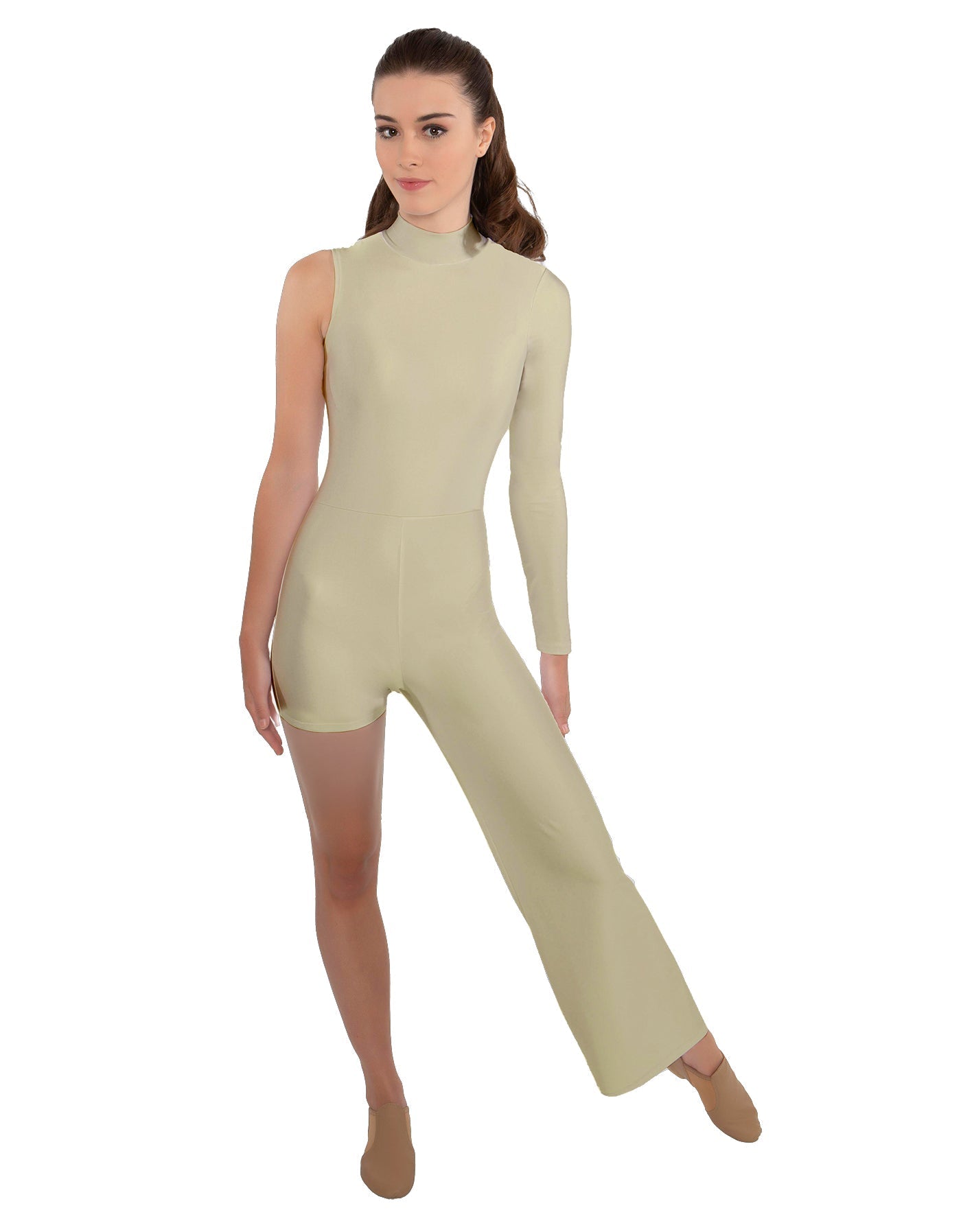 Solid Lycra Half and Half Tap Pant Unitard