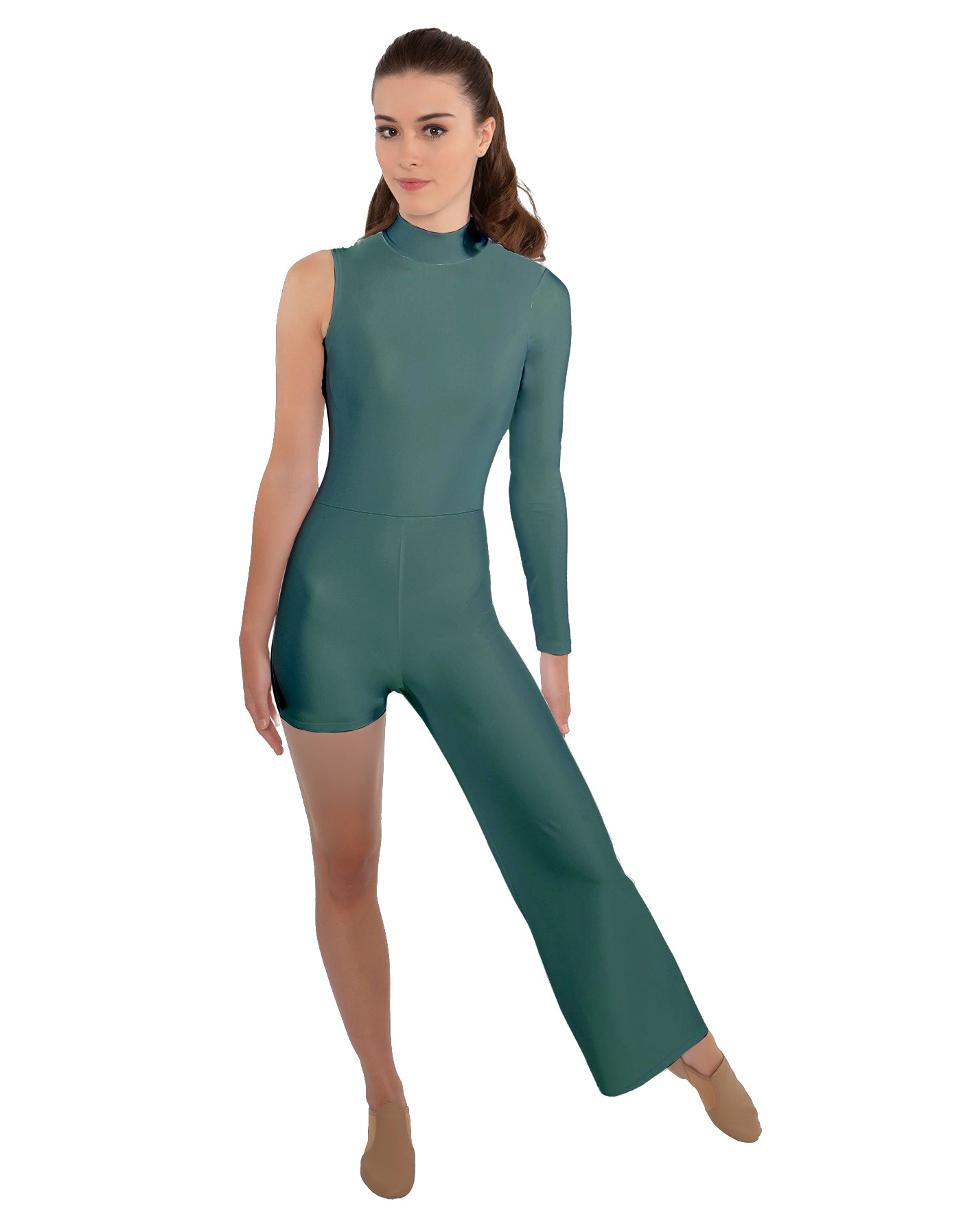 Solid Lycra Half and Half Tap Pant Unitard