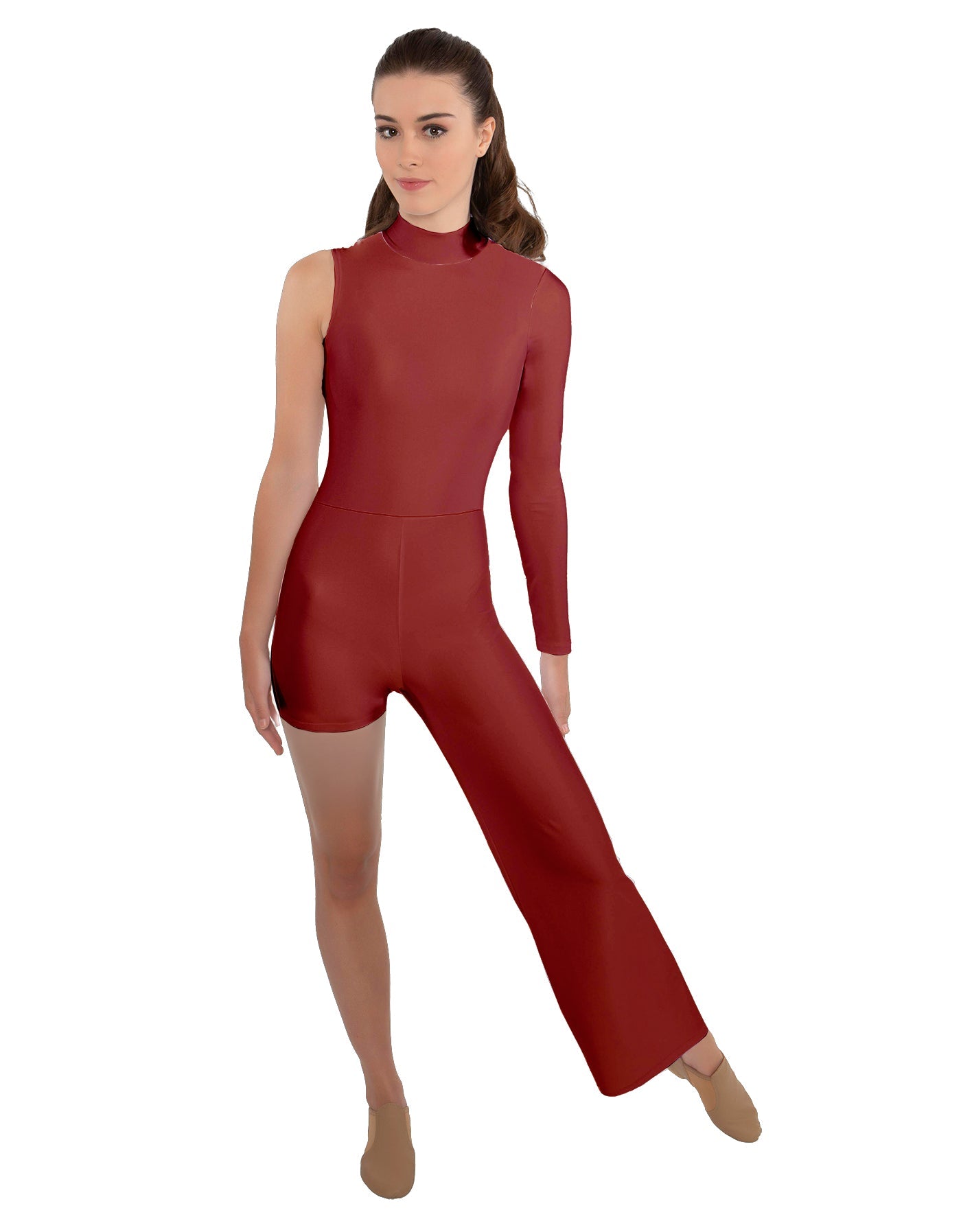 Solid Lycra Half and Half Tap Pant Unitard