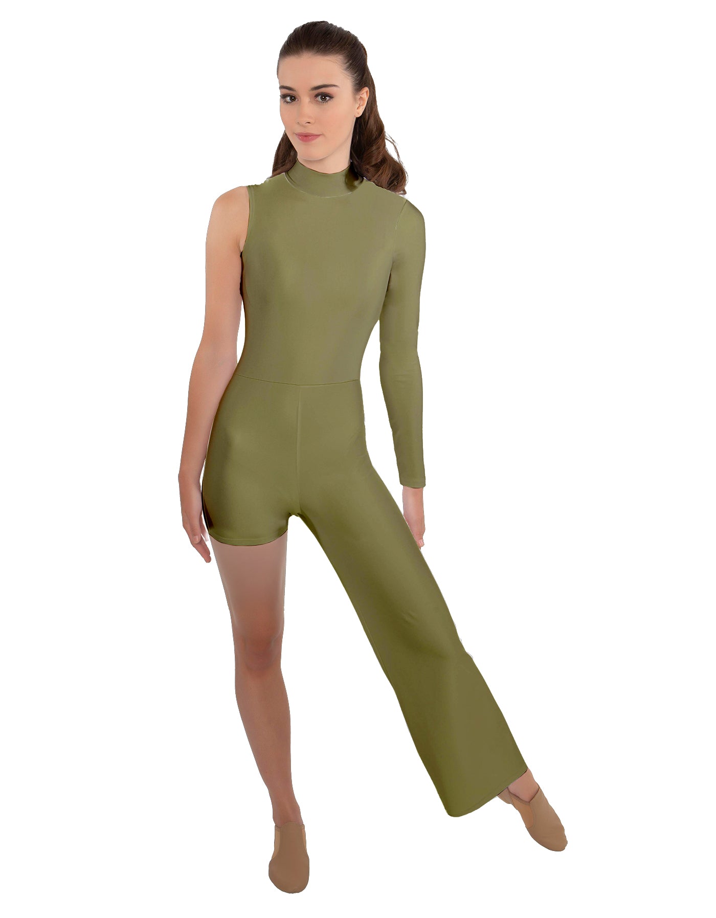 Solid Lycra Half and Half Tap Pant Unitard