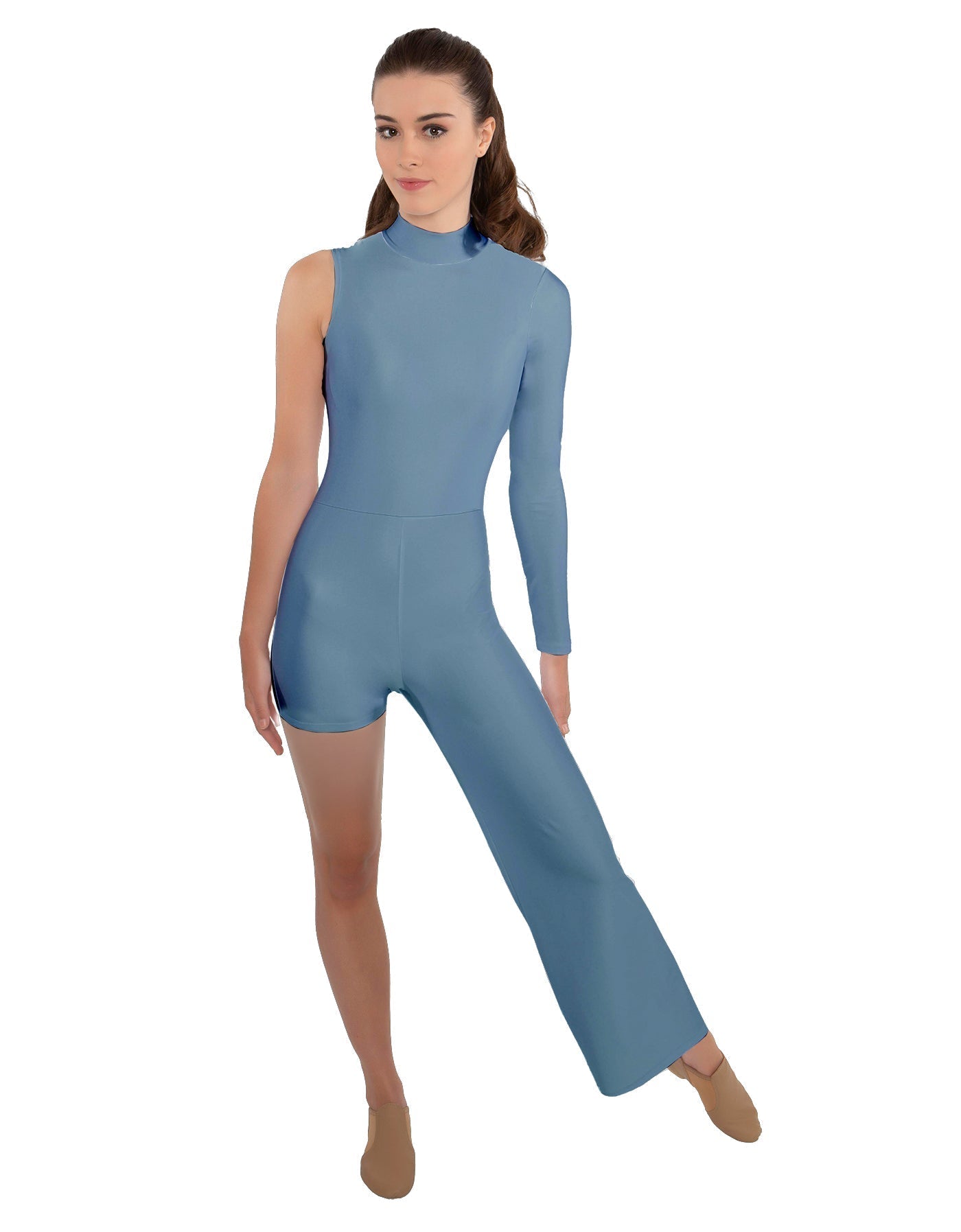 Solid Lycra Half and Half Tap Pant Unitard