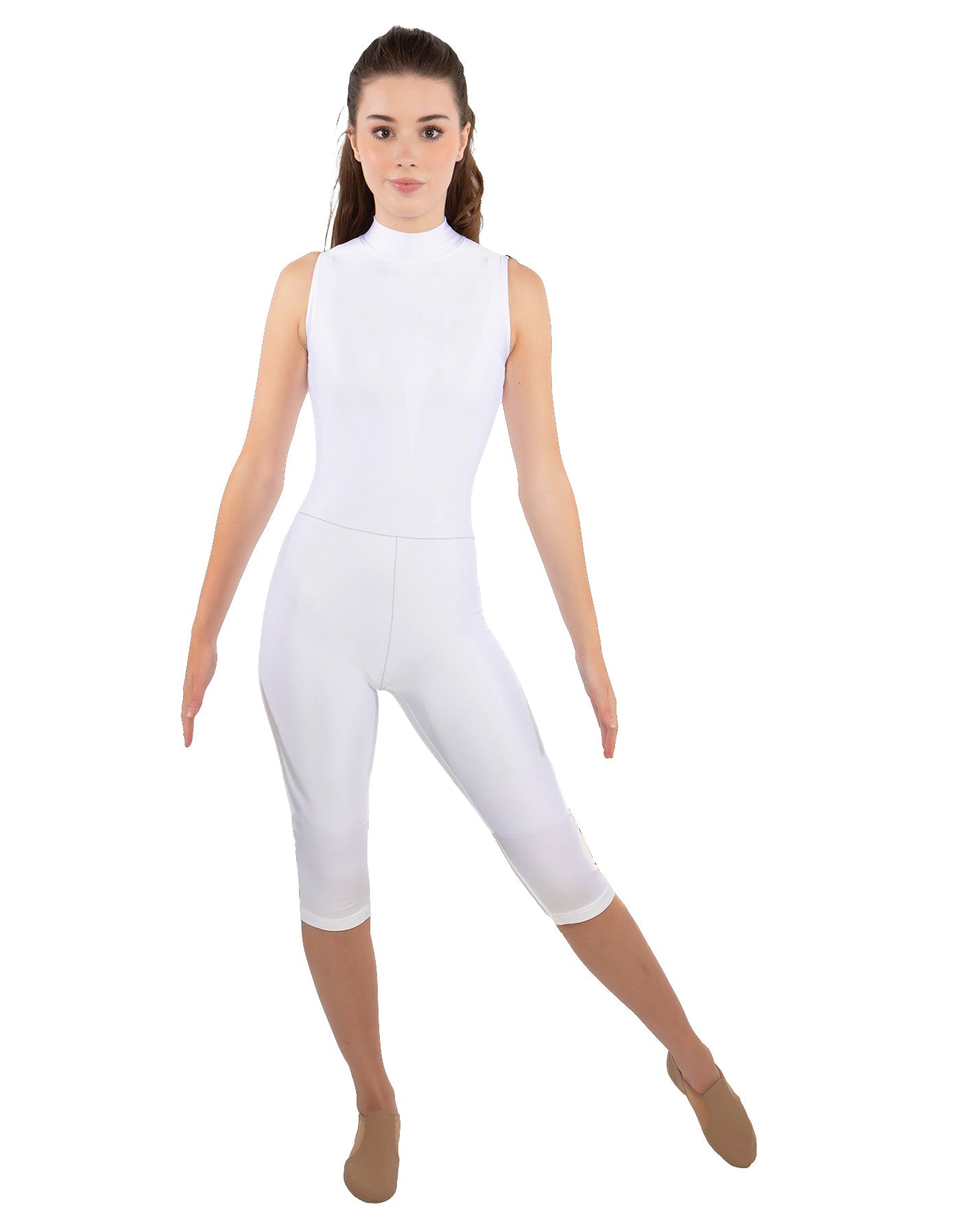 Solid Lycra Sleeveless Keyhole Back Capri
