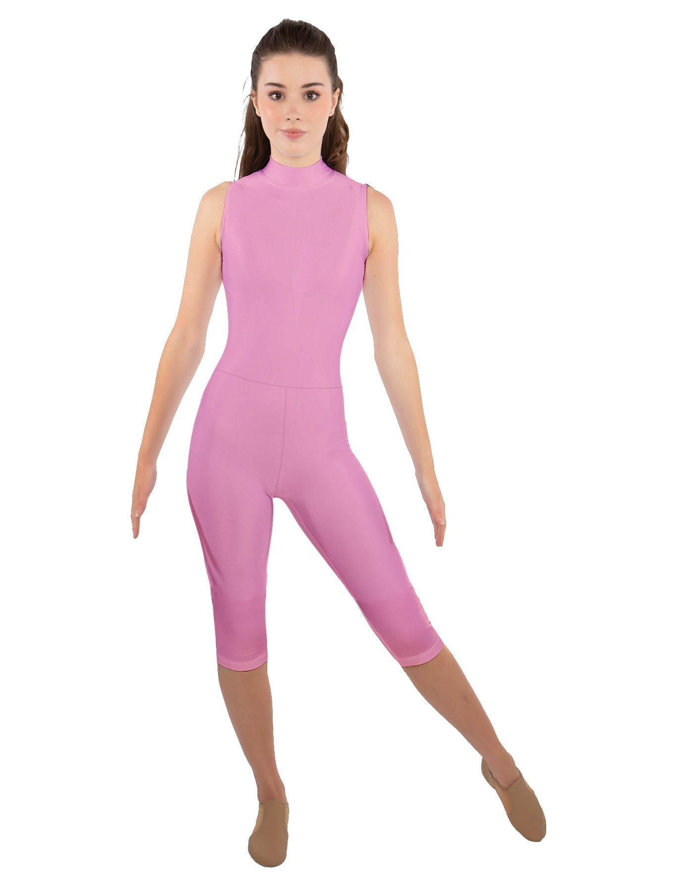 Solid Lycra Sleeveless Keyhole Back Capri