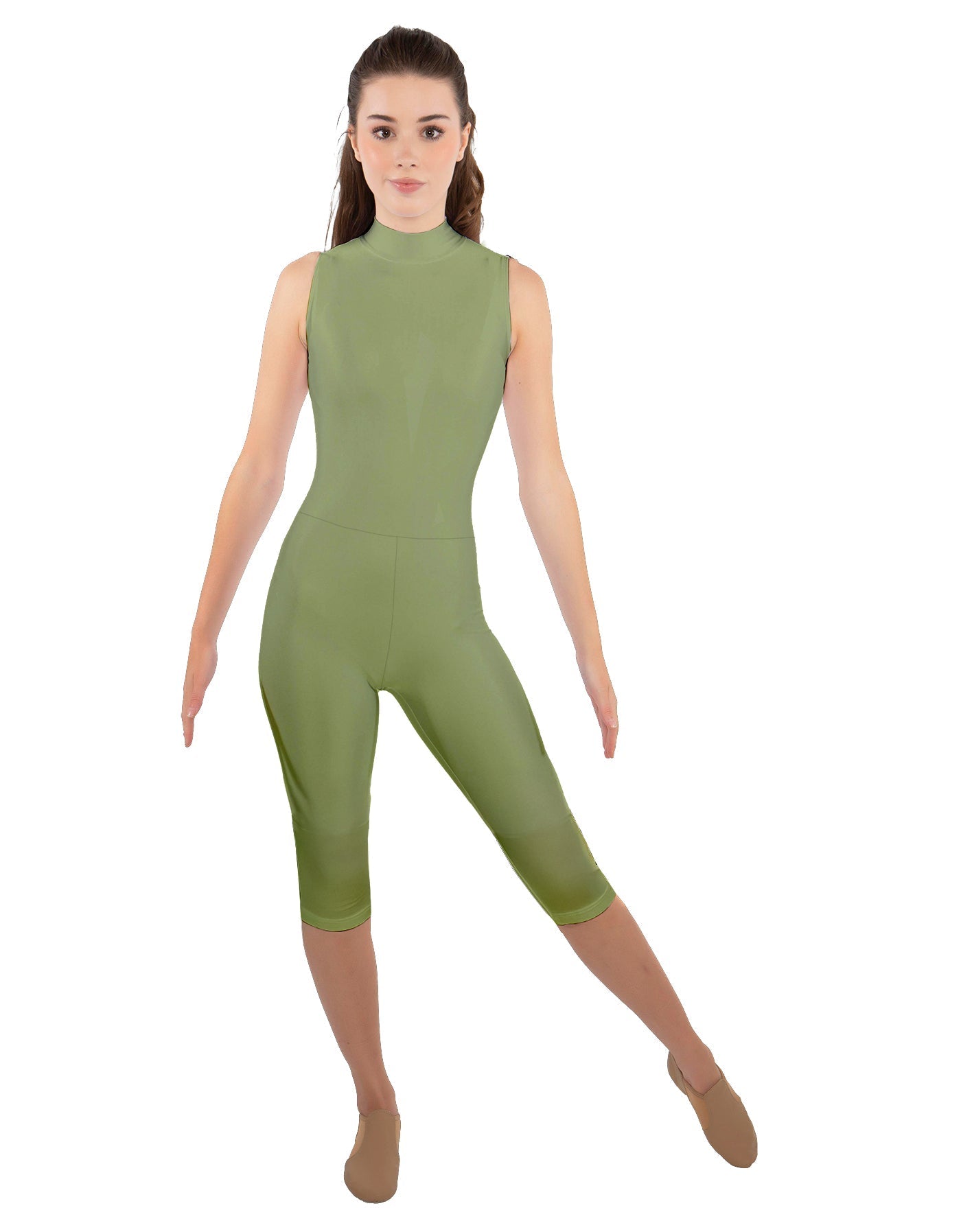 Solid Lycra Sleeveless Keyhole Back Capri