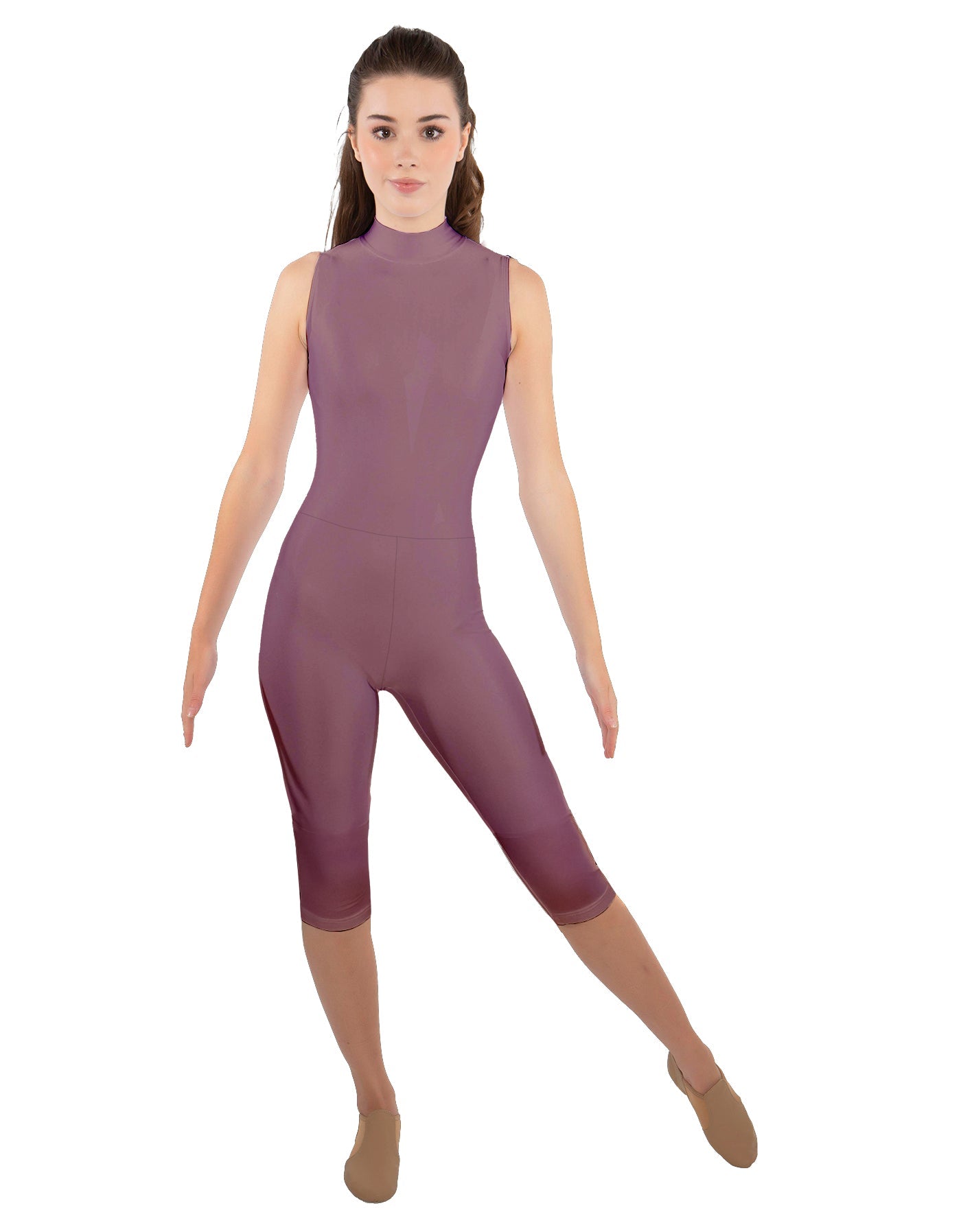 Solid Lycra Sleeveless Keyhole Back Capri