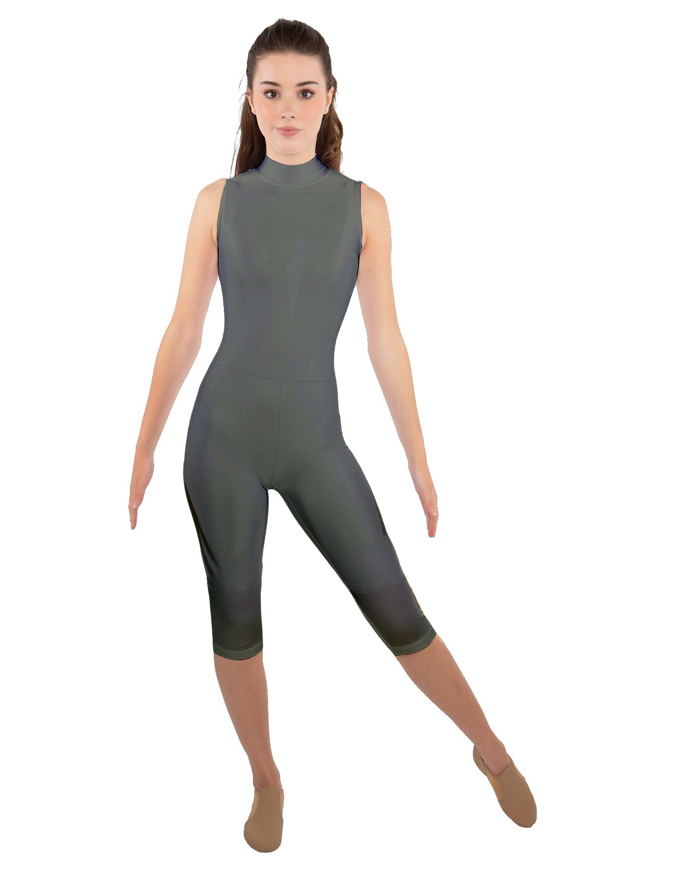Solid Lycra Sleeveless Keyhole Back Capri
