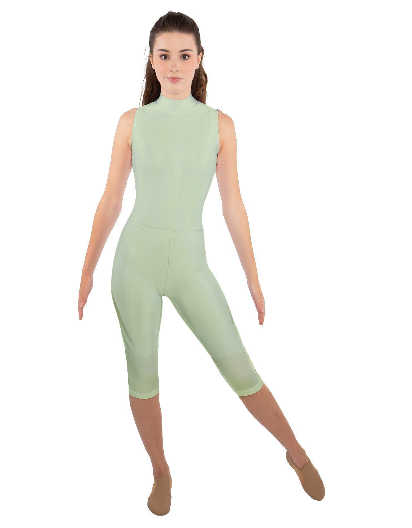 Solid Lycra Sleeveless Keyhole Back Capri