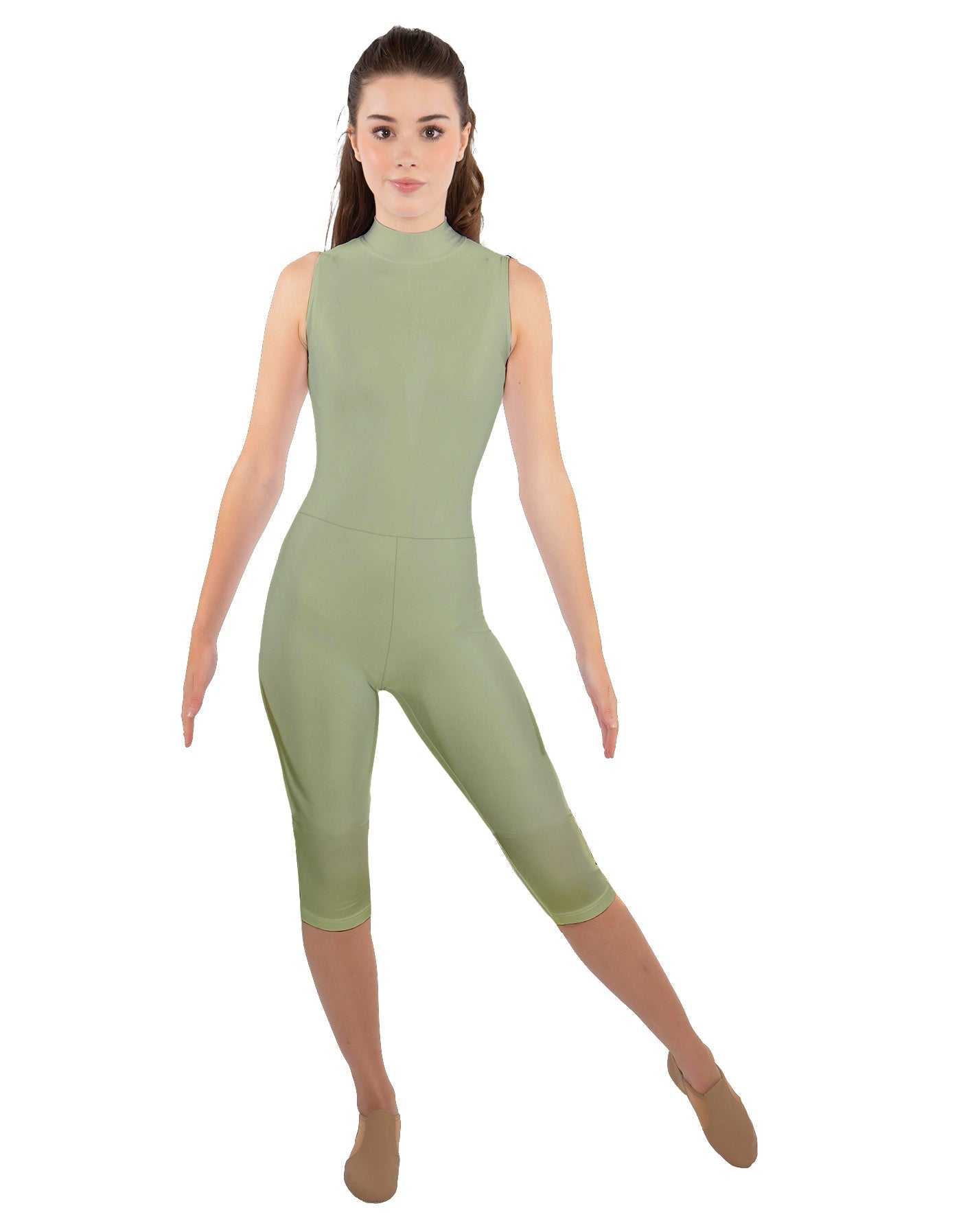 Solid Lycra Sleeveless Keyhole Back Capri