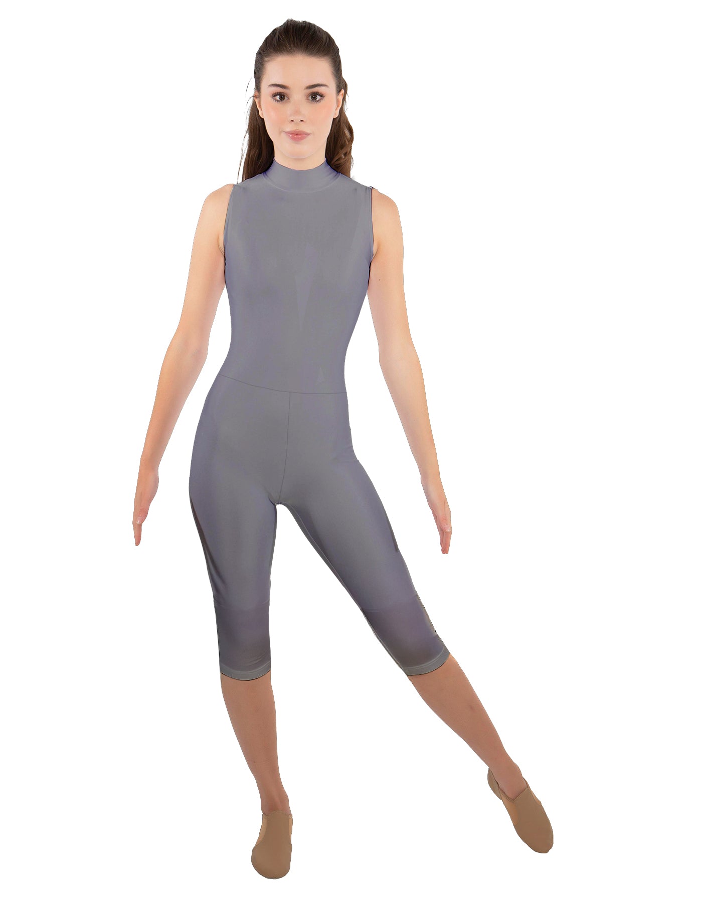 Solid Lycra Sleeveless Keyhole Back Capri