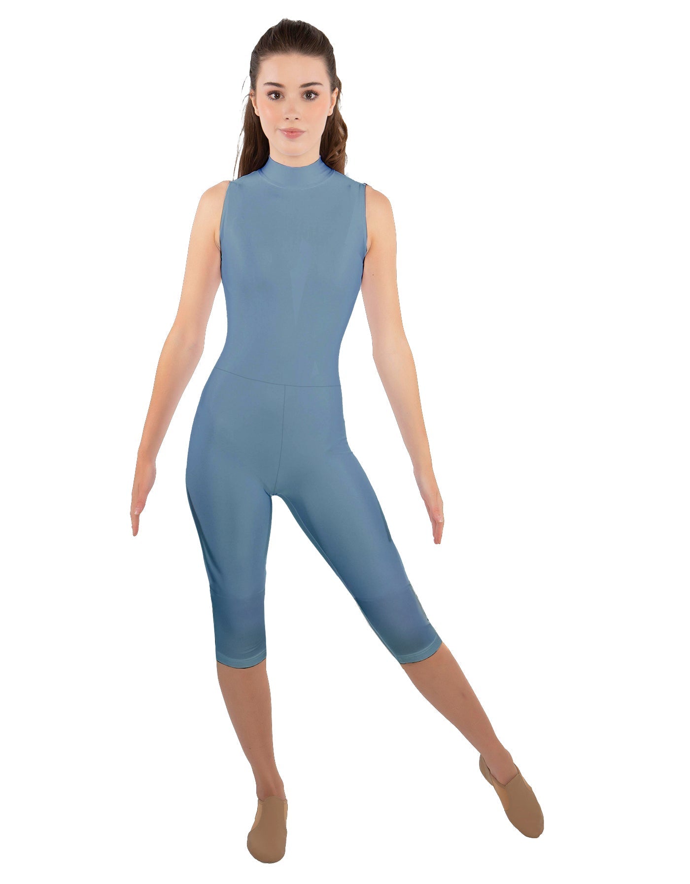 Solid Lycra Sleeveless Keyhole Back Capri