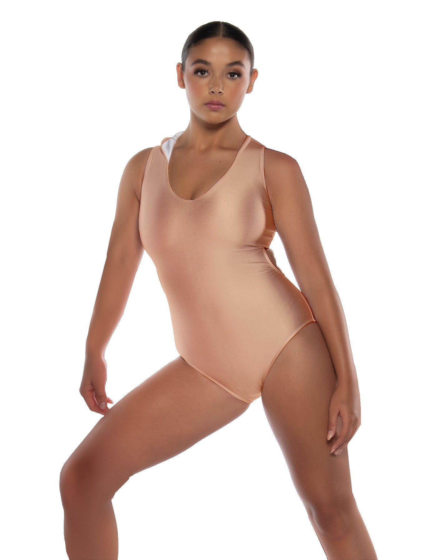 Solid Lycra Keyhole Open Back Leotard with Hood