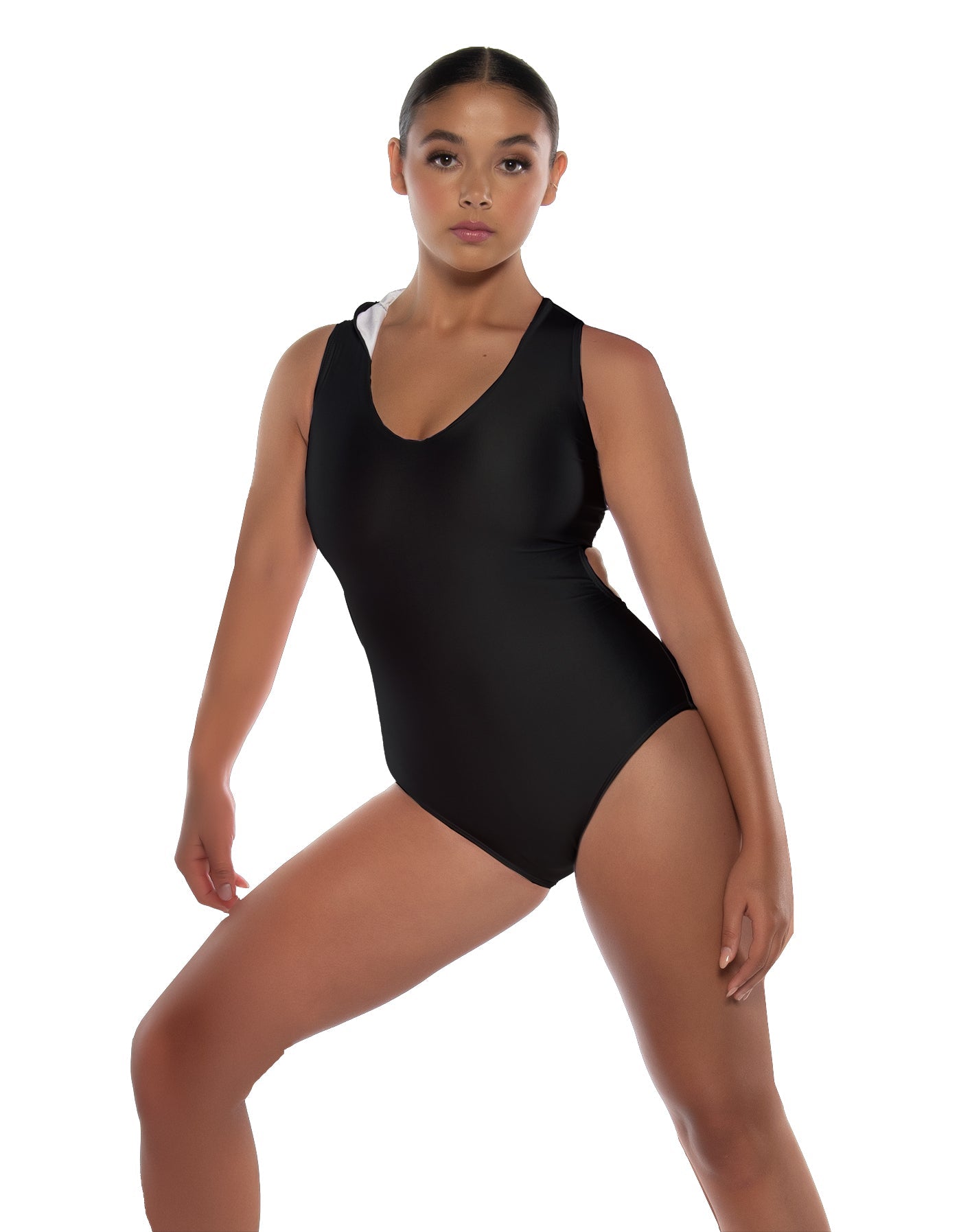 Solid Lycra Keyhole Open Back Leotard with Hood