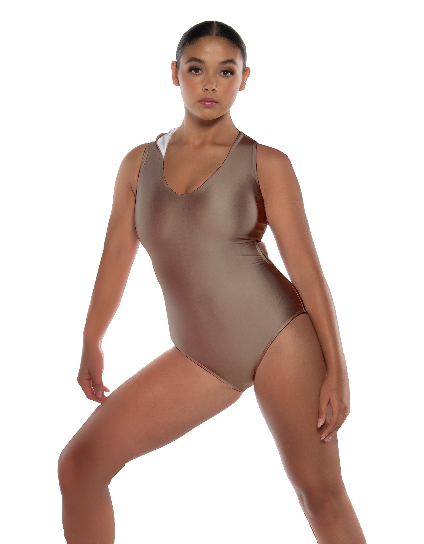 Solid Lycra Keyhole Open Back Leotard with Hood