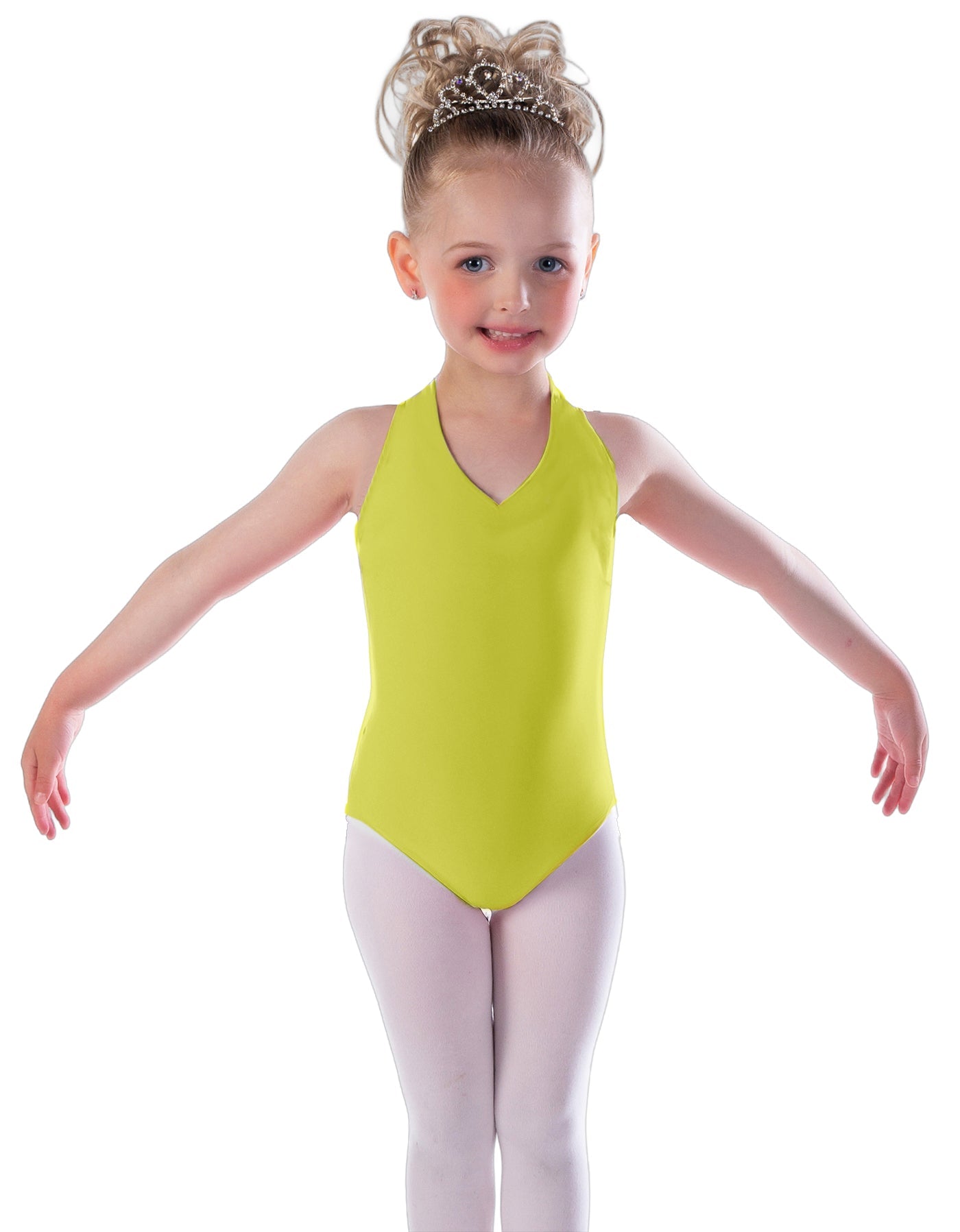 Solid Lycra Vneck Halter Leotard