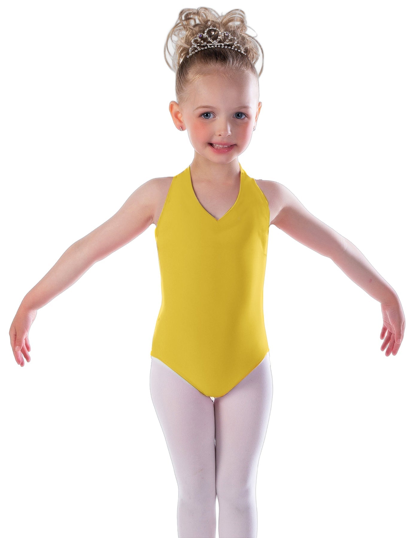 Solid Lycra Vneck Halter Leotard
