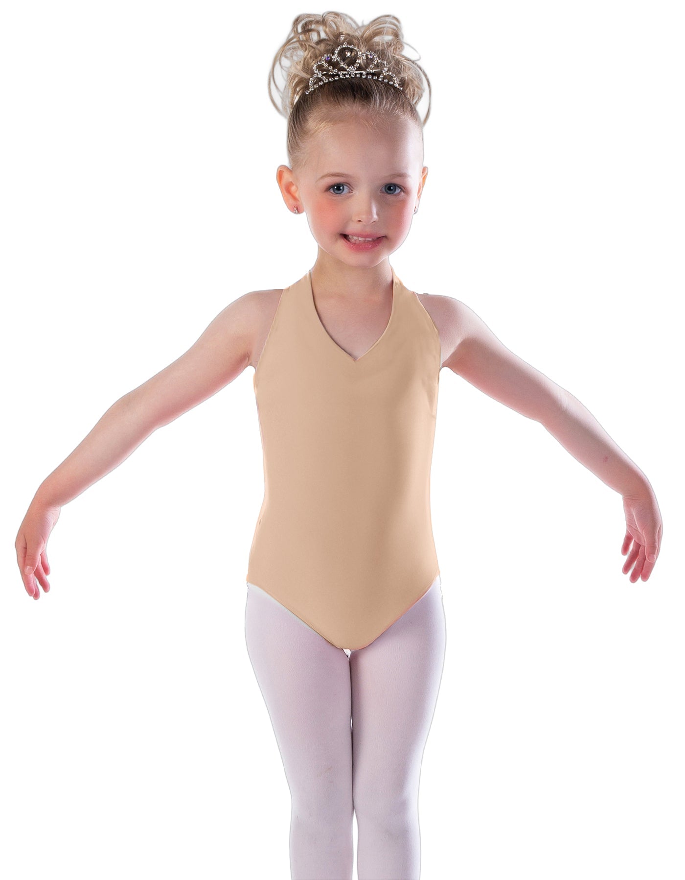 Solid Lycra Vneck Halter Leotard