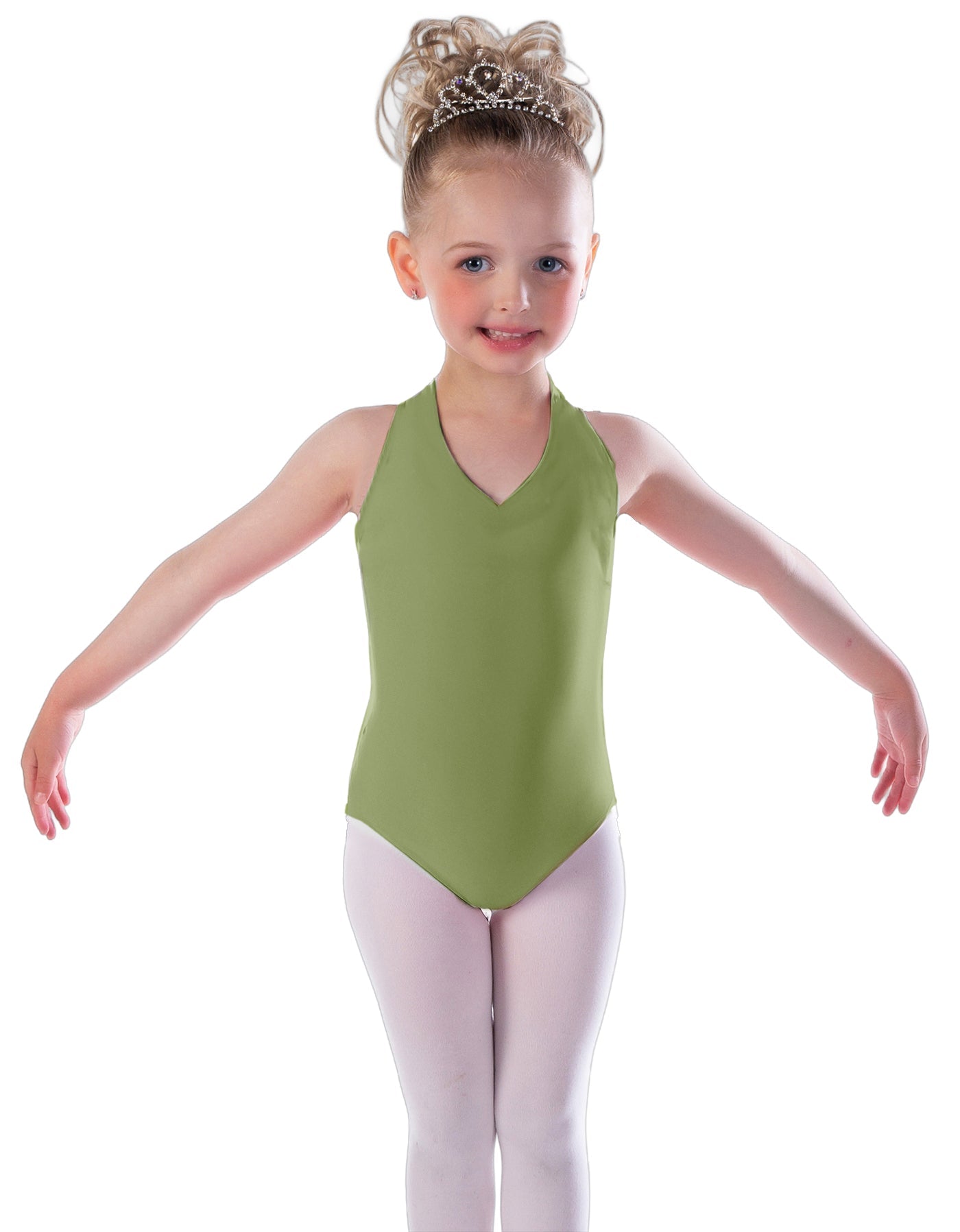Solid Lycra Vneck Halter Leotard
