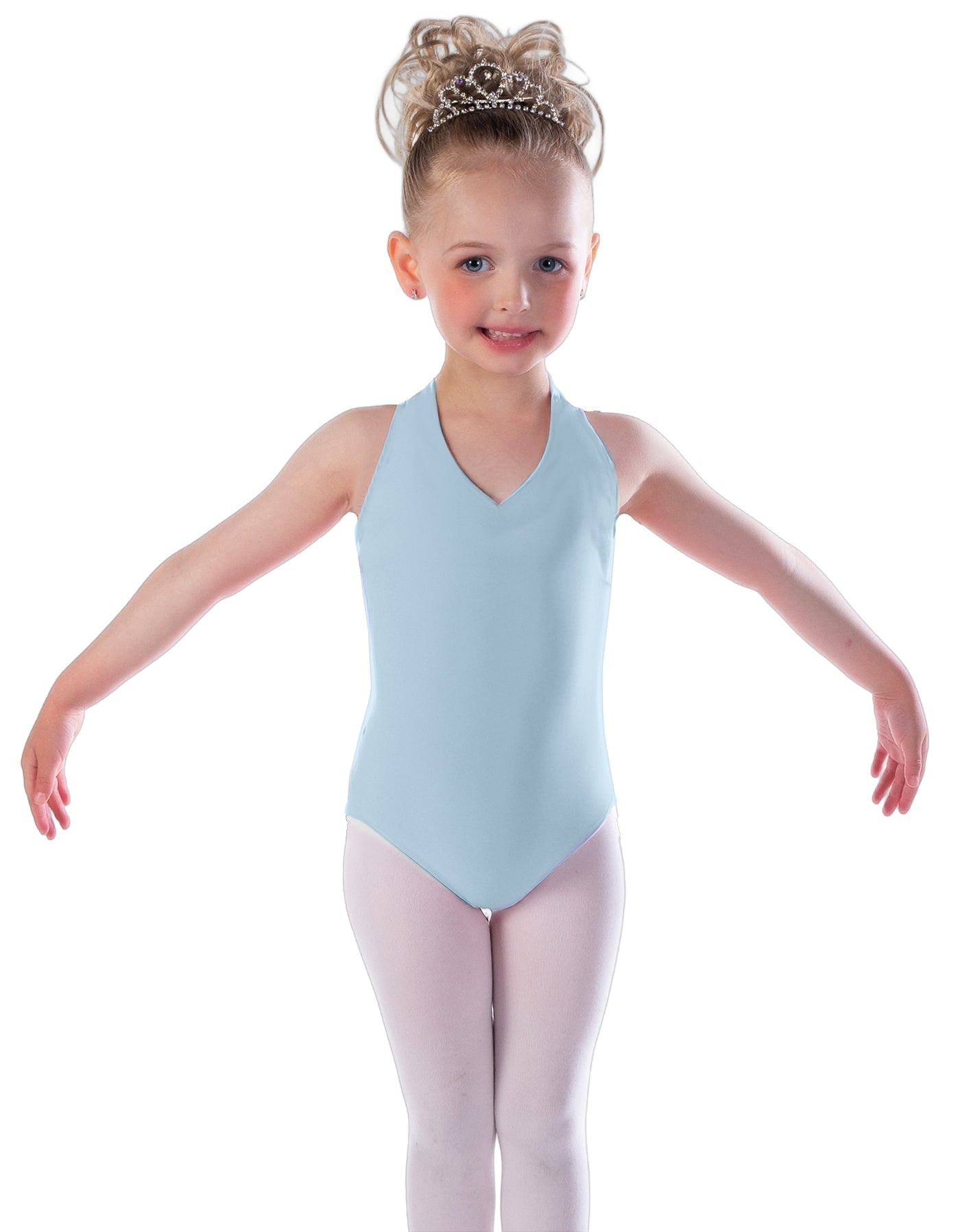 Solid Lycra Vneck Halter Leotard