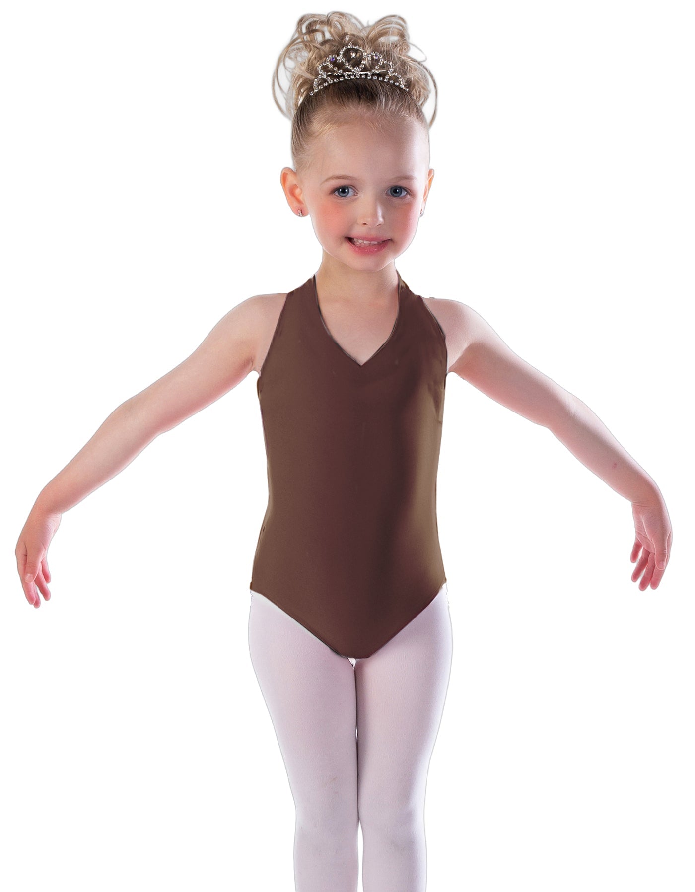 Solid Lycra Vneck Halter Leotard