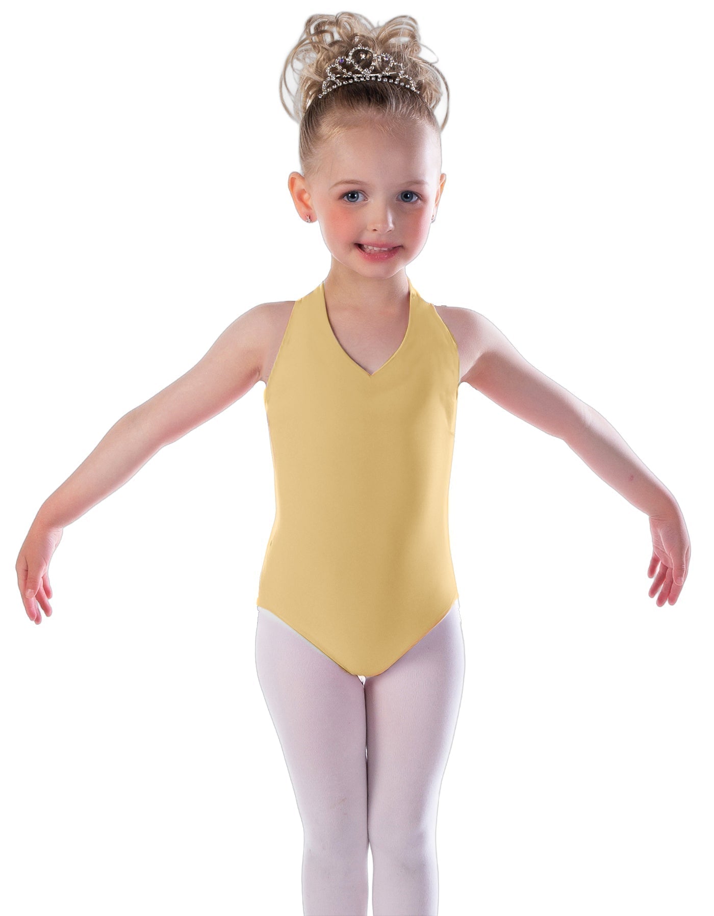 Solid Lycra Vneck Halter Leotard