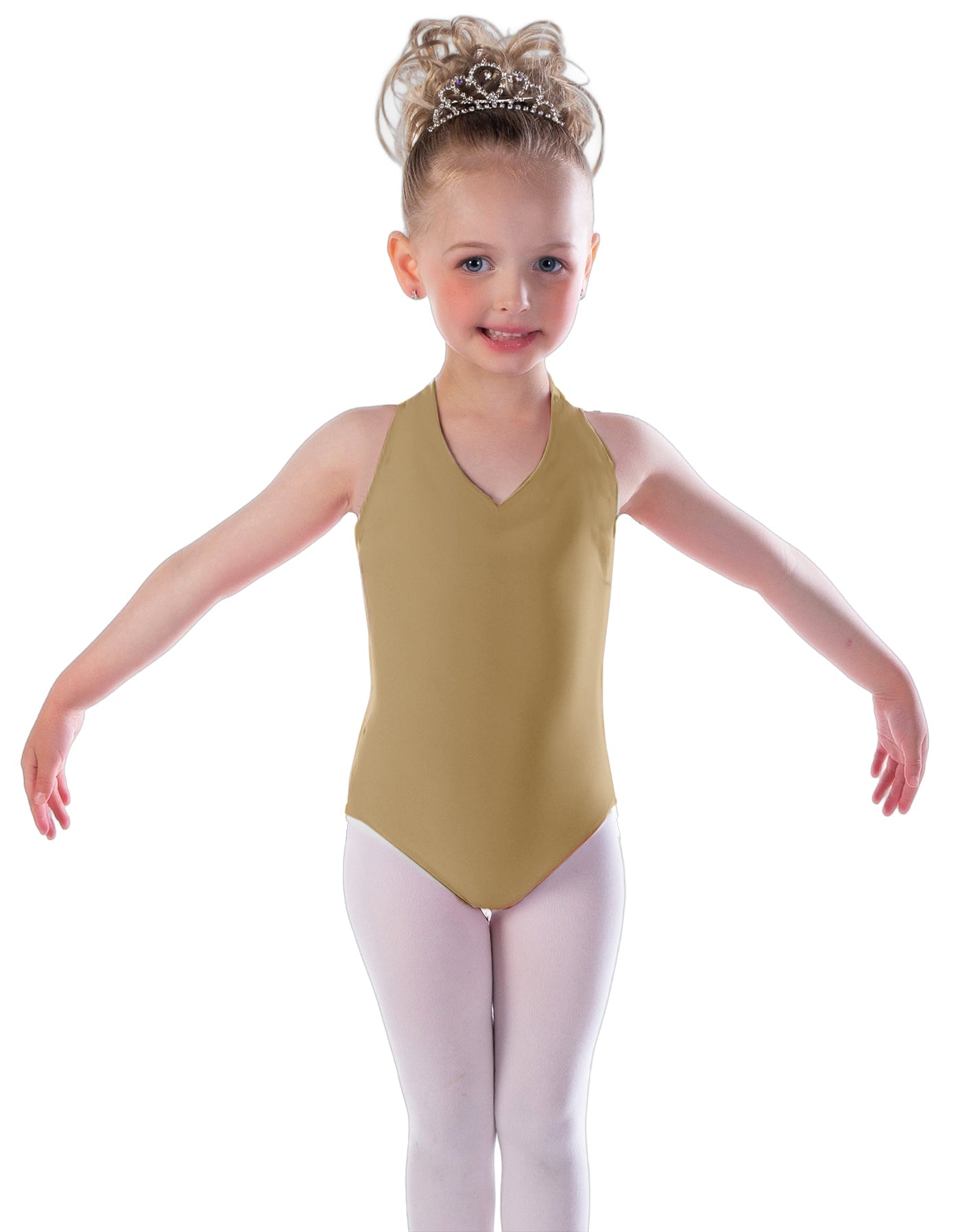 Solid Lycra Vneck Halter Leotard