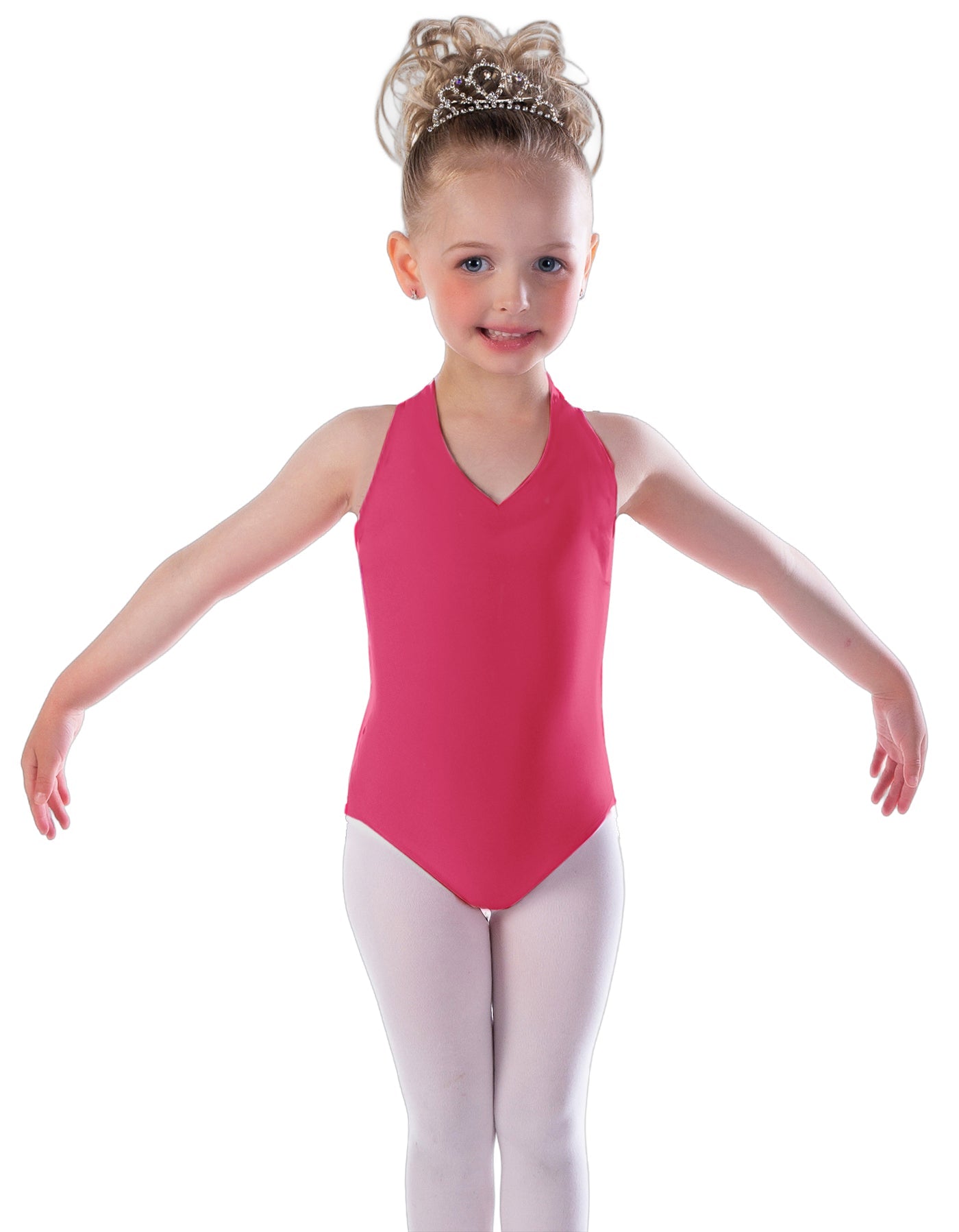 Solid Lycra Vneck Halter Leotard