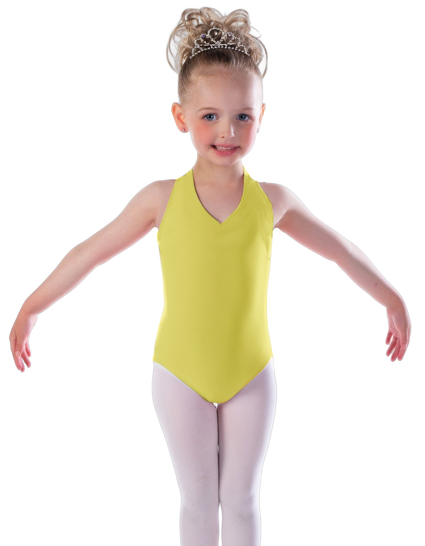 Solid Lycra Vneck Halter Leotard