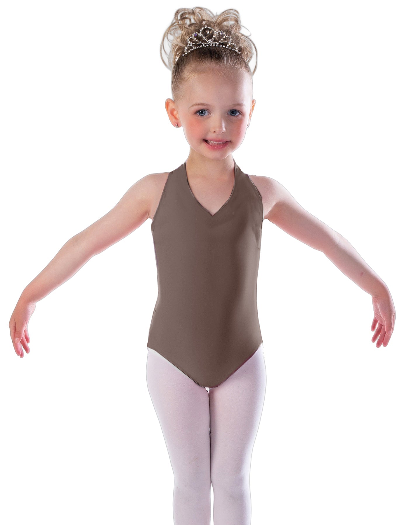 Solid Lycra Vneck Halter Leotard