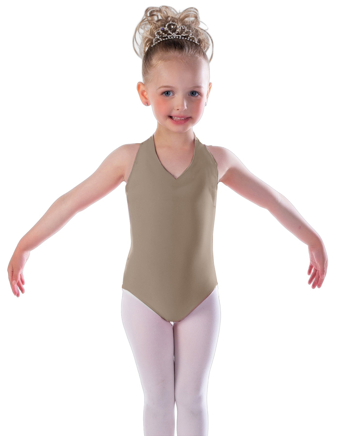 Solid Lycra Vneck Halter Leotard