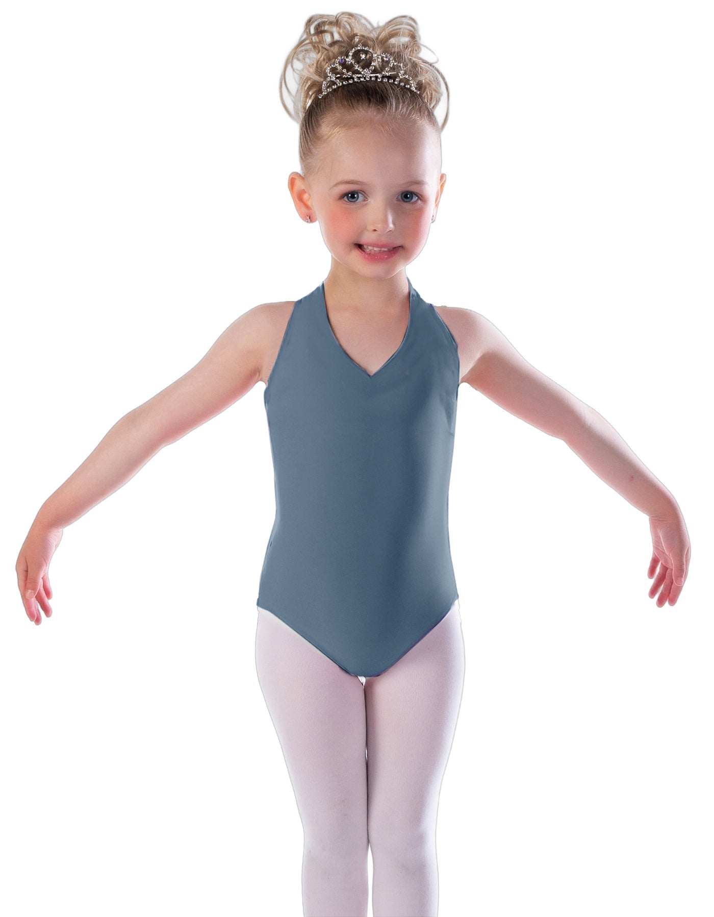 Solid Lycra Vneck Halter Leotard