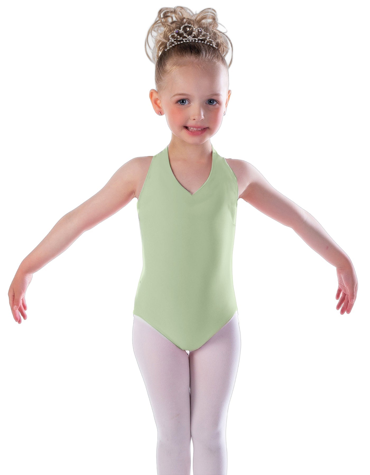 Solid Lycra Vneck Halter Leotard