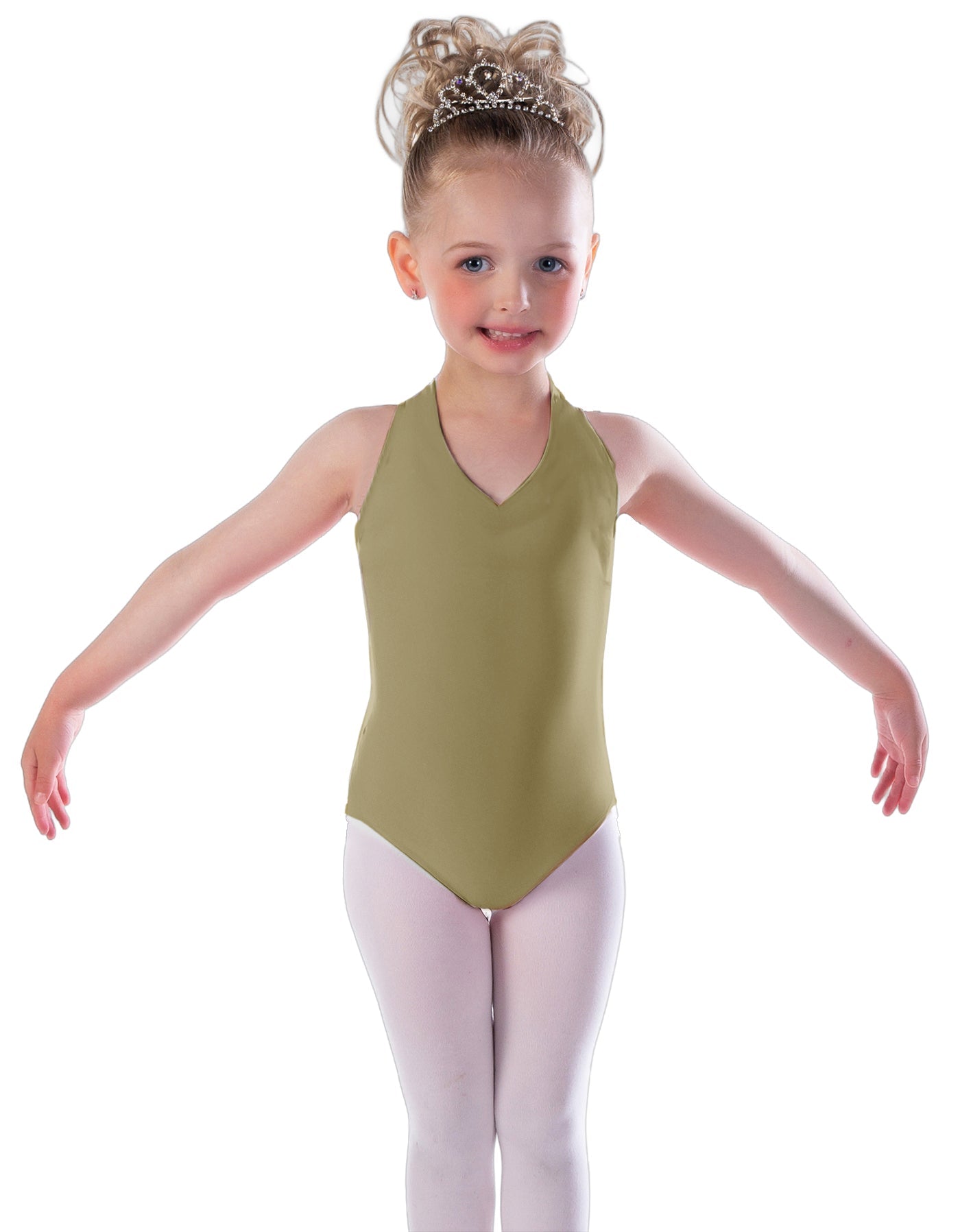 Solid Lycra Vneck Halter Leotard