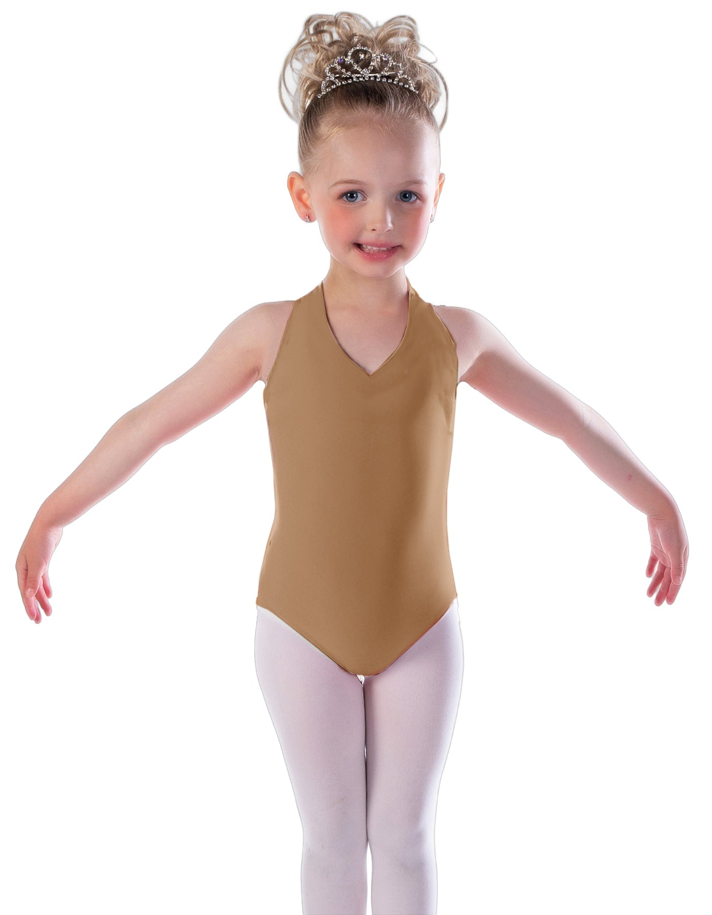 Solid Lycra Vneck Halter Leotard