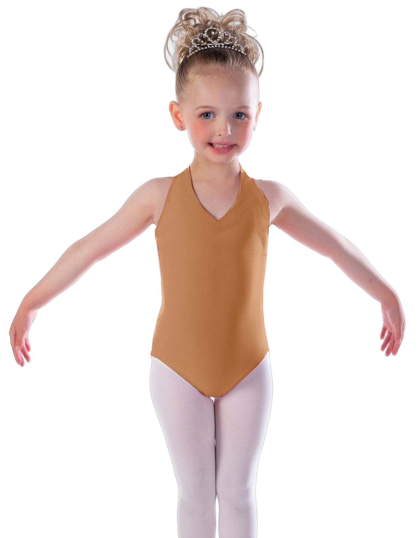 Solid Lycra Vneck Halter Leotard