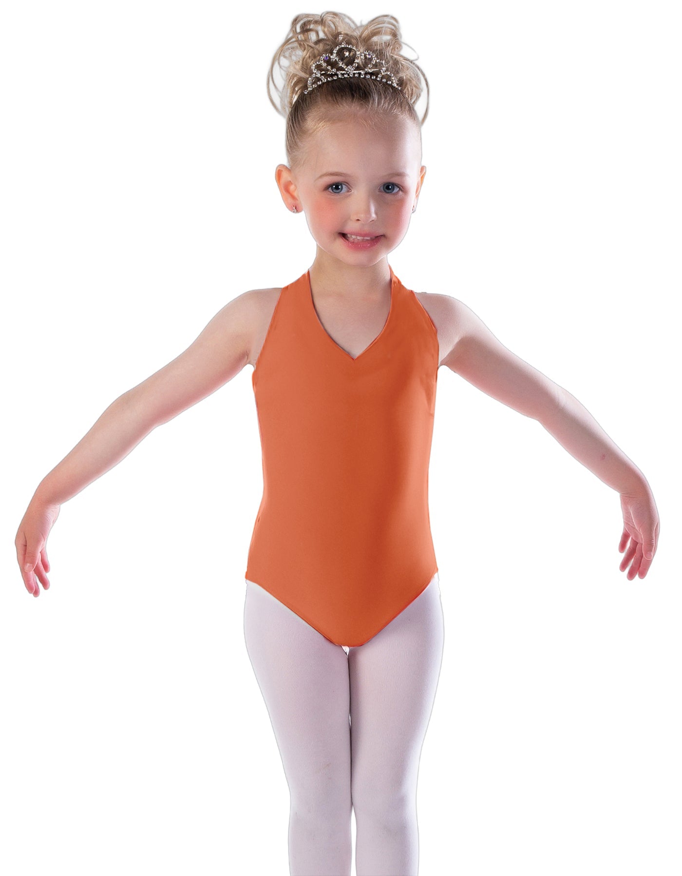 Solid Lycra Vneck Halter Leotard
