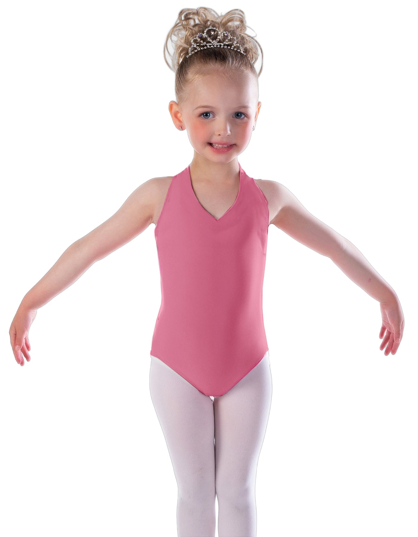 Solid Lycra Vneck Halter Leotard
