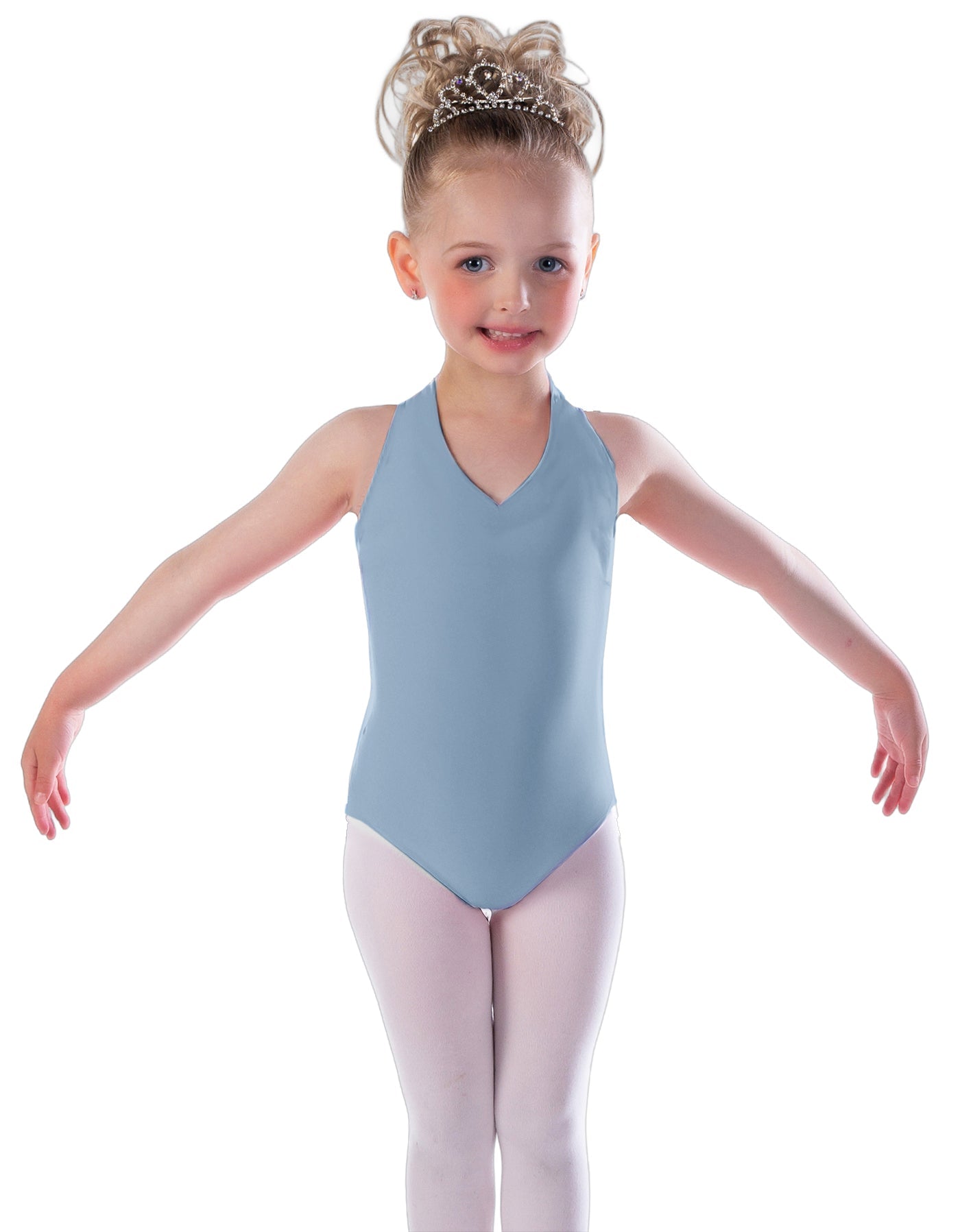 Solid Lycra Vneck Halter Leotard