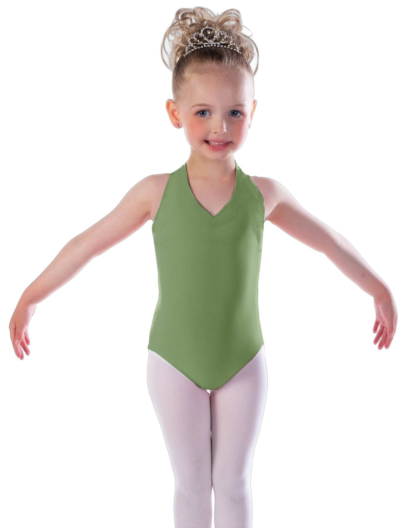Solid Lycra Vneck Halter Leotard