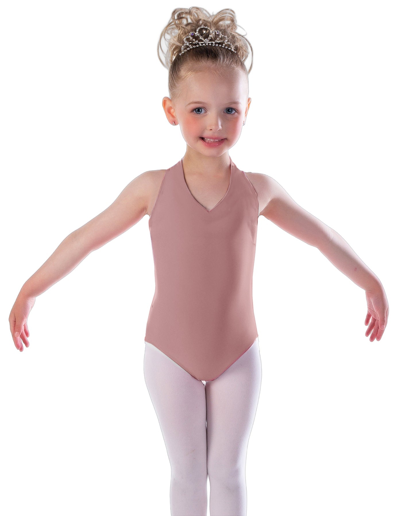 Solid Lycra Vneck Halter Leotard