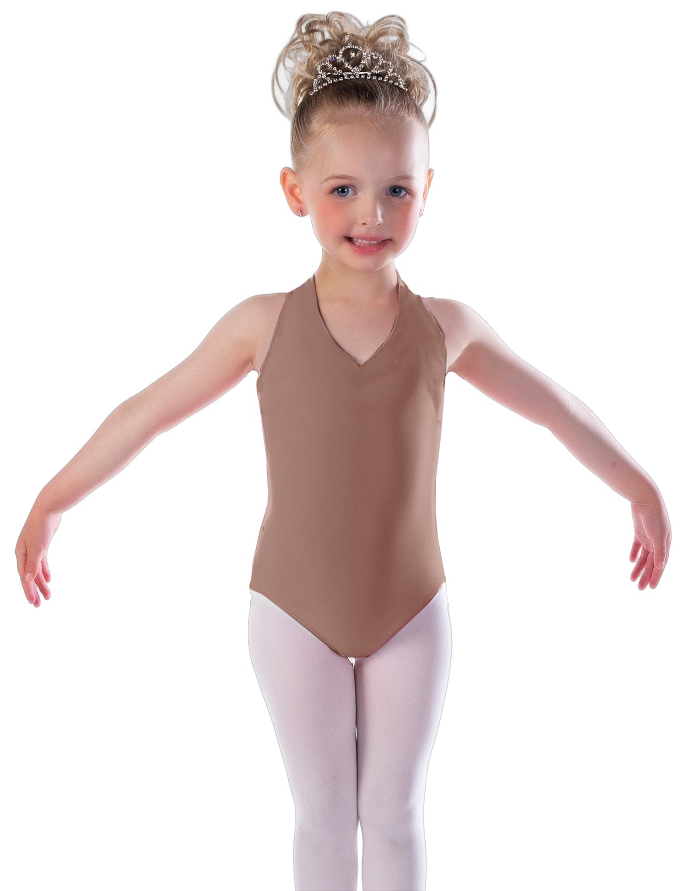 Solid Lycra Vneck Halter Leotard