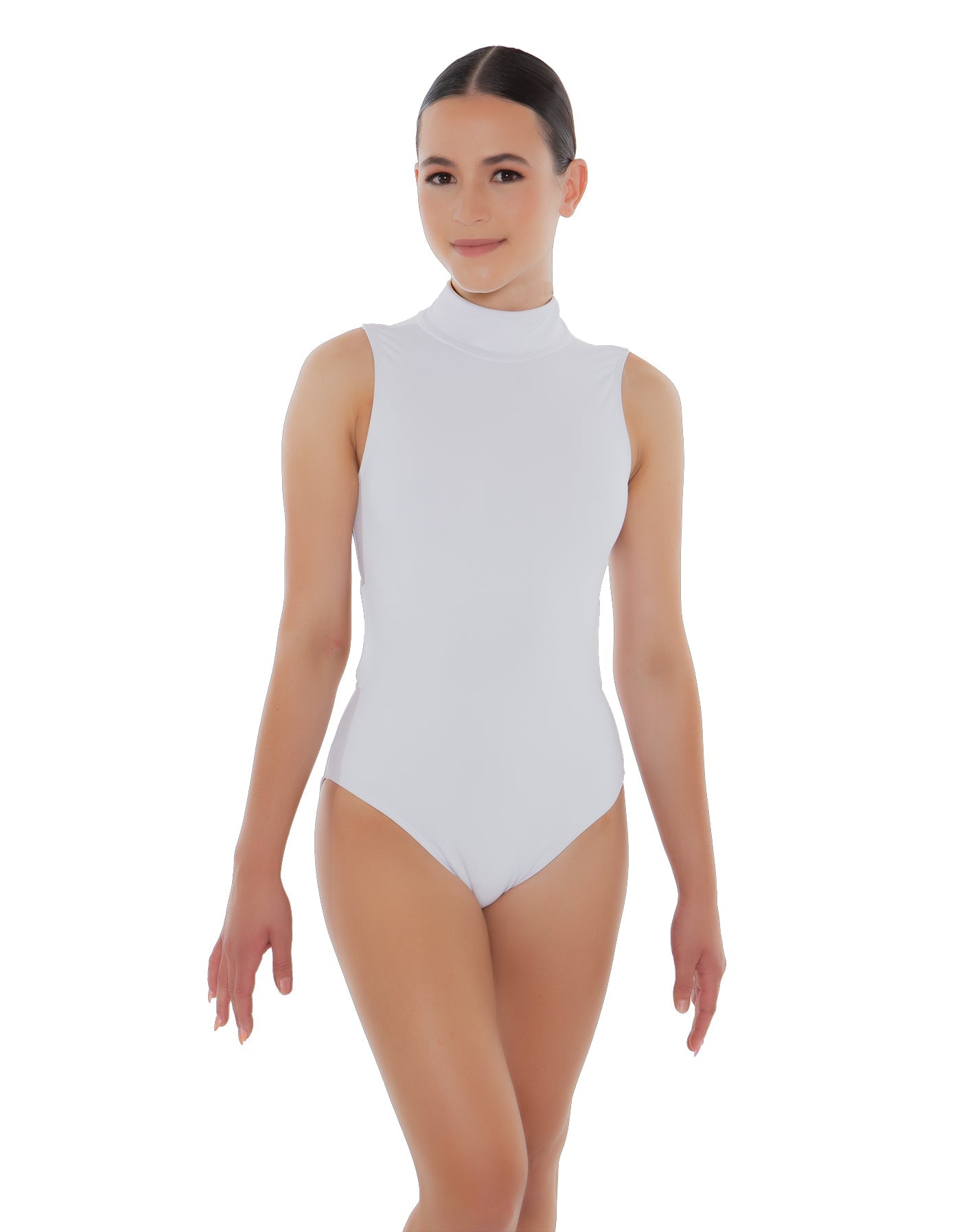 Solid Lycra Tneck Sleeveless Keyhole Back Leotard