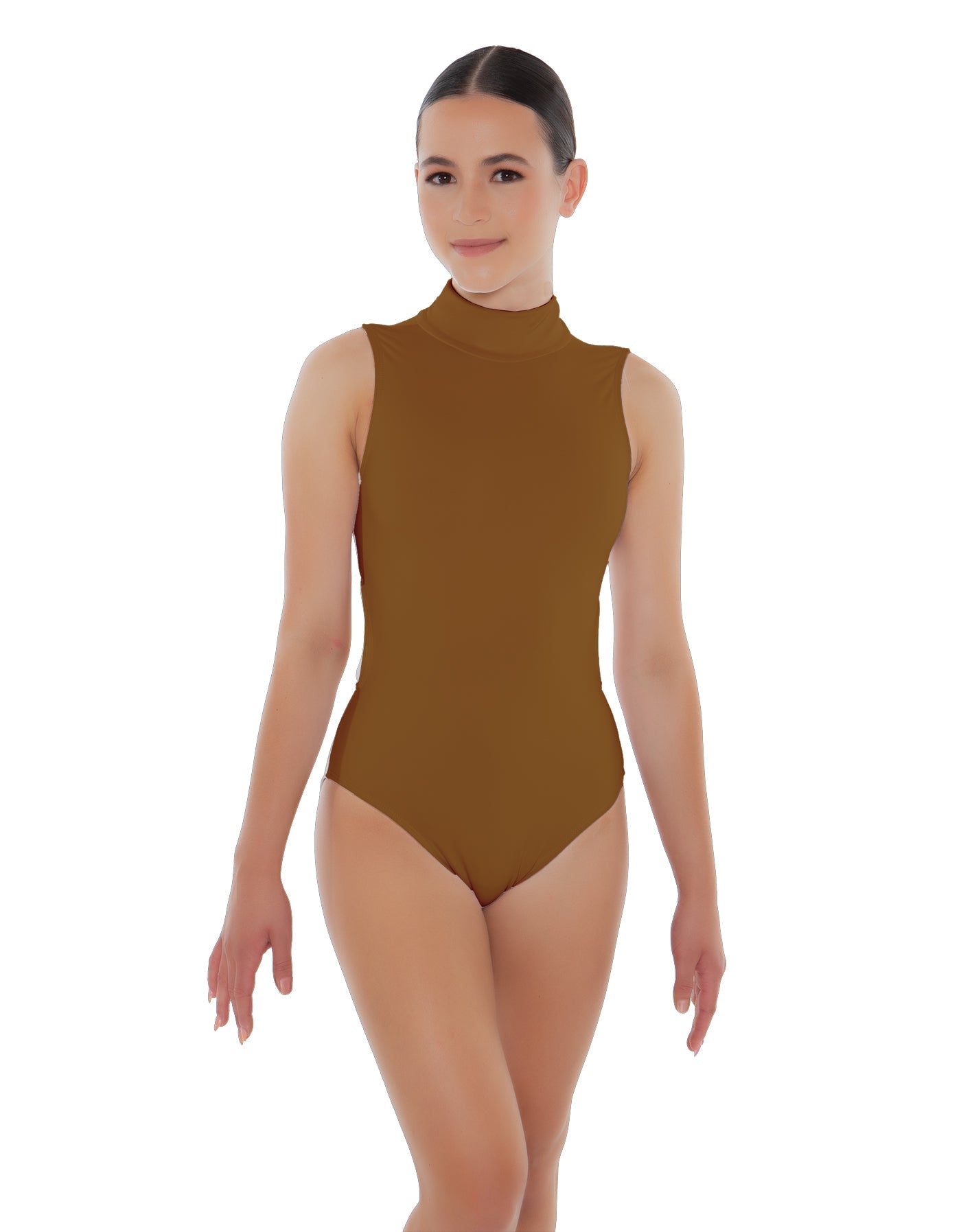 Solid Lycra Tneck Sleeveless Keyhole Back Leotard